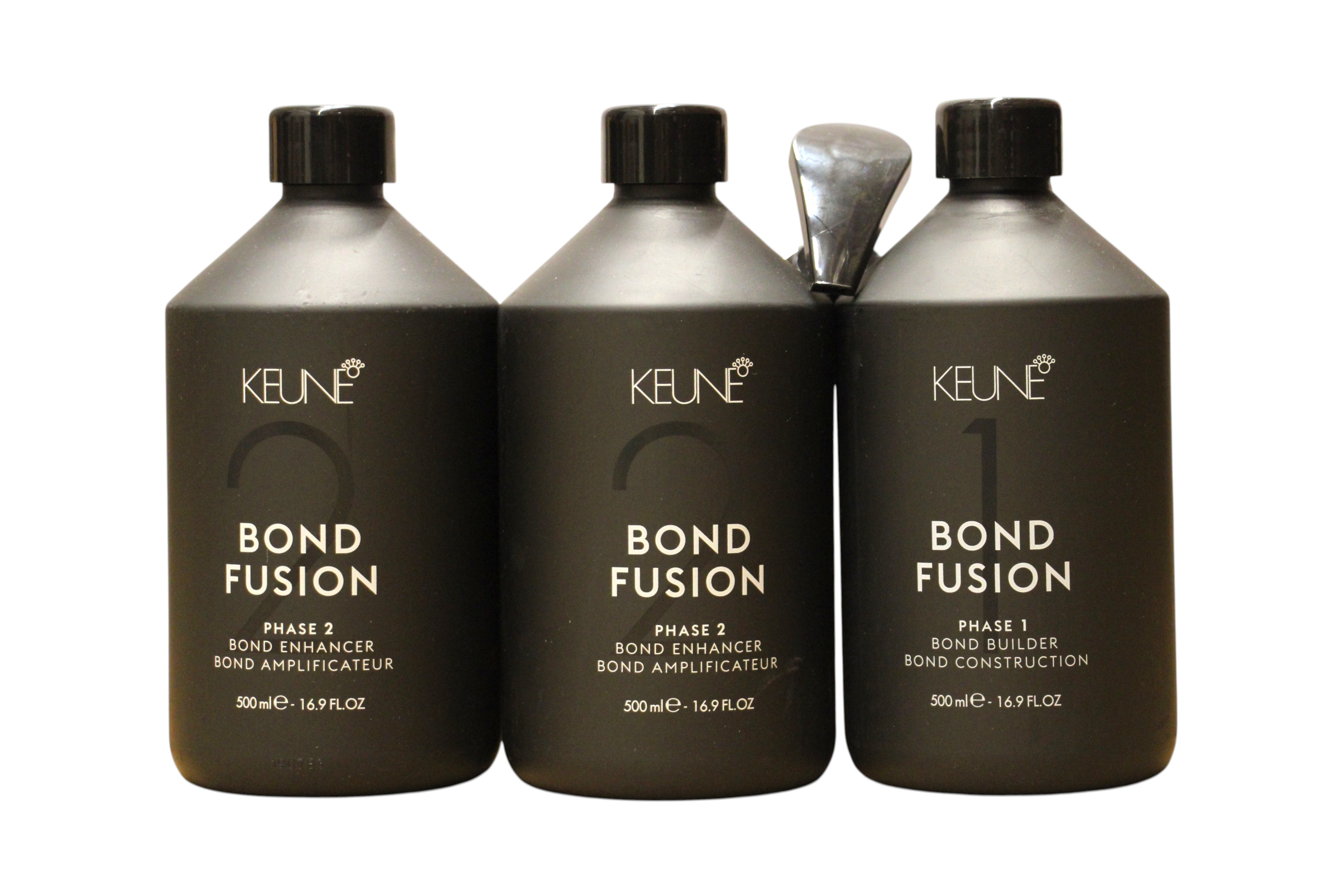 Keune Seti: Bond Füzyon Fazı 1, Saç Bakım Krem Maske, Bond Onarım, 500 ml + Bond Füzyon Fazı 2, Saç Bakım Krem Maske, Bond Geliştirici, 500 ml + Ölçüm Plastik Kup