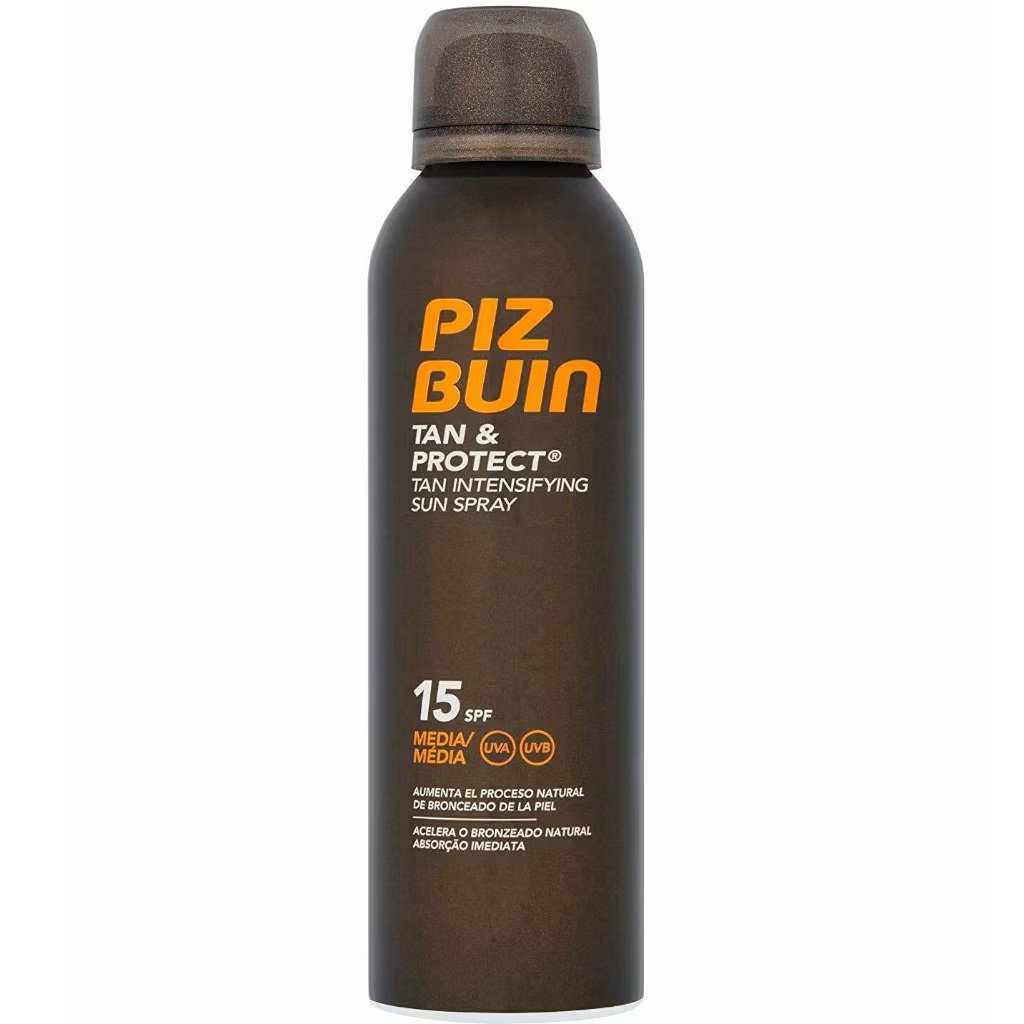 Piz Buin, Tan & Protecție, Accelerează Bronzarea Naturală, Spraie de protecție solară, FPA 15, protecția UV-A / UV-B, 150 ml.