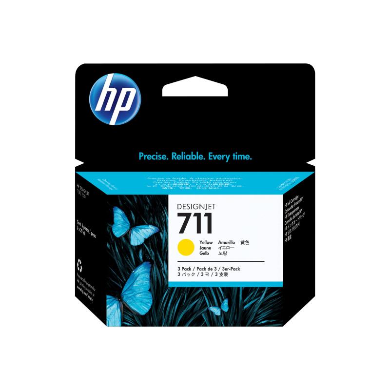 HP Ink No 711 HP711 HP 711 Yellow Gelb 3-pack 3pack (CZ136A)
