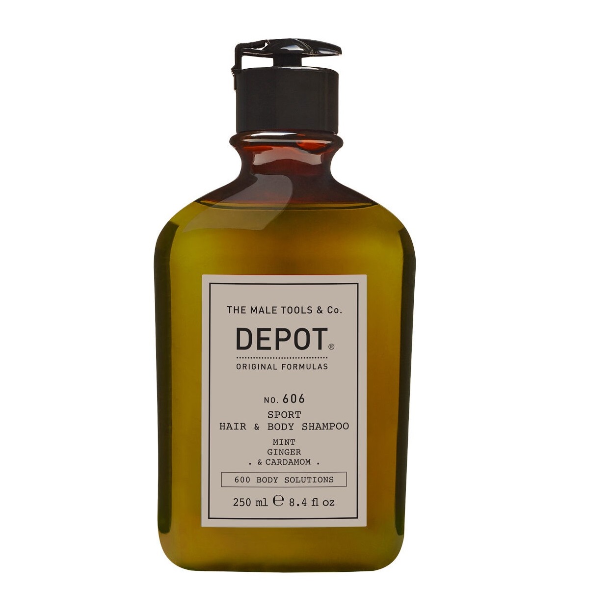 Depozitul nr. 600 - Soluții pentru corp, Nr. 606, Mintă, Gingiber și Cardamon, Geamantan de duș și Șampoane 2-in-1, Complex botanic, 250 ml