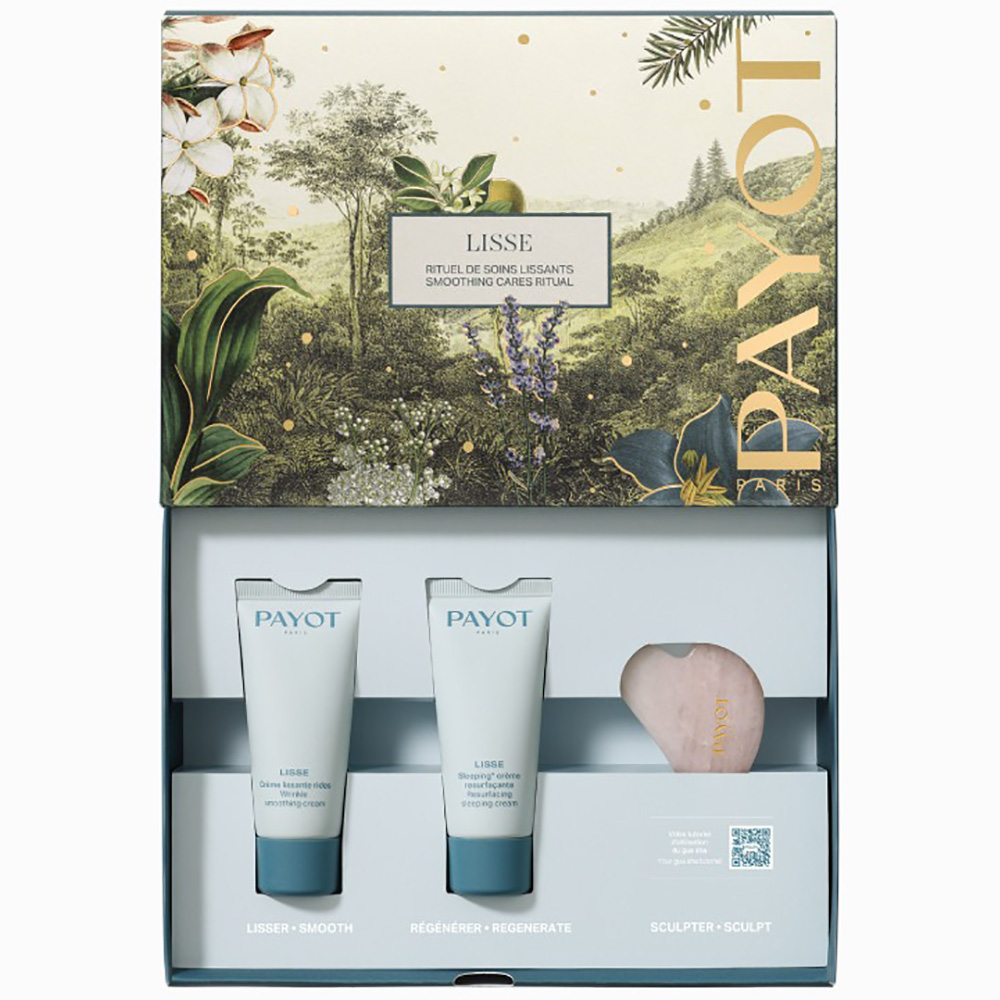 Set Payot:

* Lisse, Anti-Riduri, Noapte, Creme pentru Față, 30 ml
+ Lisse, Ridicare a Liniei Finale Smoothing Enriched, Creme pentru Față, 30 ml
+ Mini Gua Sha, Roz Light, Masaj de Înalțare al Feței Stone