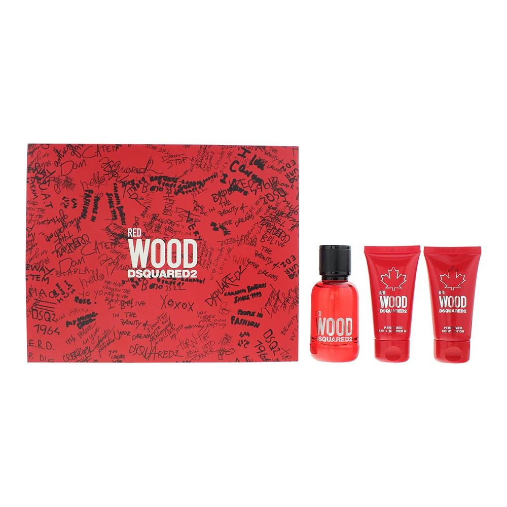 Set DSquared 2: Lemn Roșu, Parfum de Toaletă, Pentru Femei, 50 ml + Lemn Roșu, Gel și Shampoo 2 ÎN 1, 50 ml + Lemn Roșu, Lotion Corporeală, 50 ml
