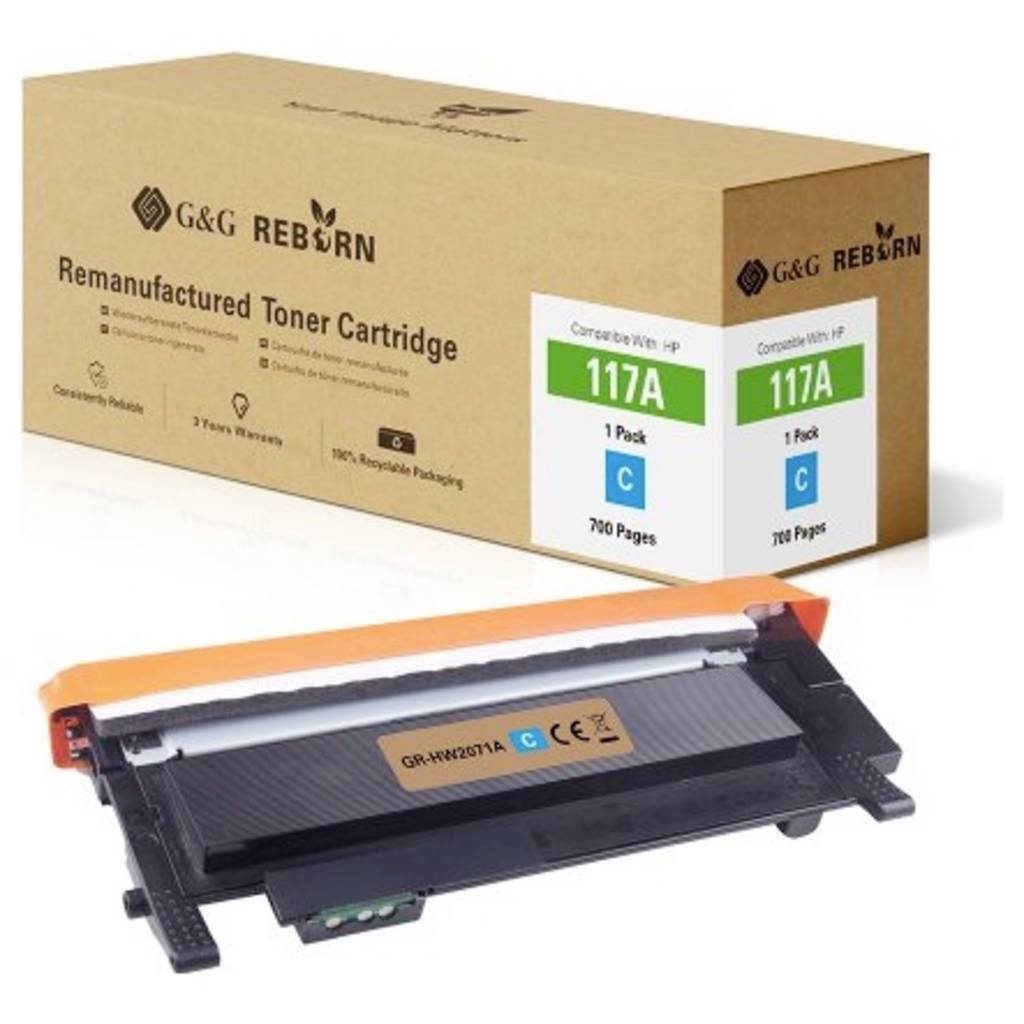 Tonerul G&G a înlocuit tonerul compatibil HP 117A, cyan, cu 700 de pagini, reprodus din nou, cod 21278.