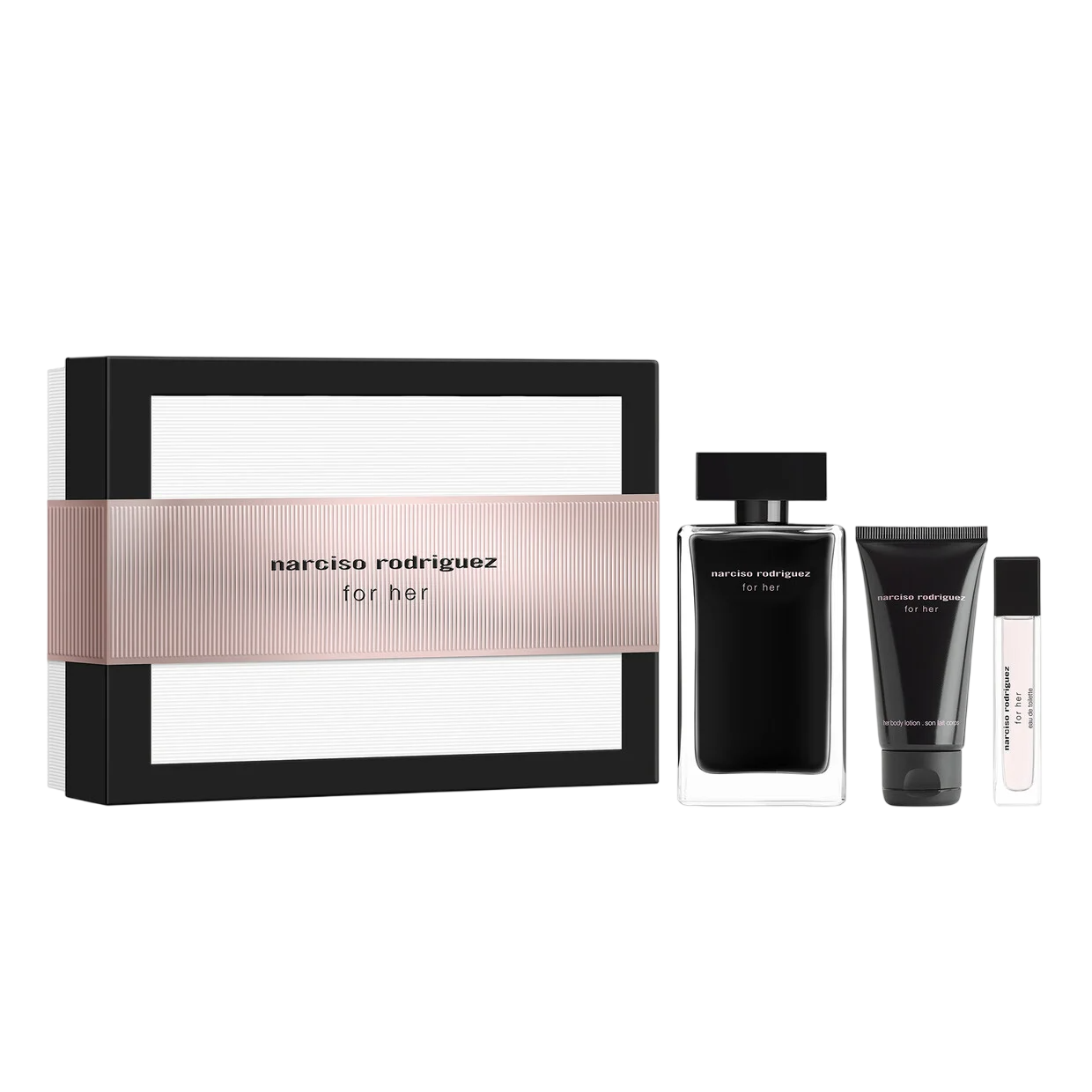 Set Narciso Rodriguez: Onun İçin, Eau De Toilette, Kadınlar İçin, 50 ml + Onun İçin, Eau De Toilette, Kadınlar İçin, 7.5 ml + Onun İçin, Hidratasyonlu, Vücut Lotionu, 50 ml