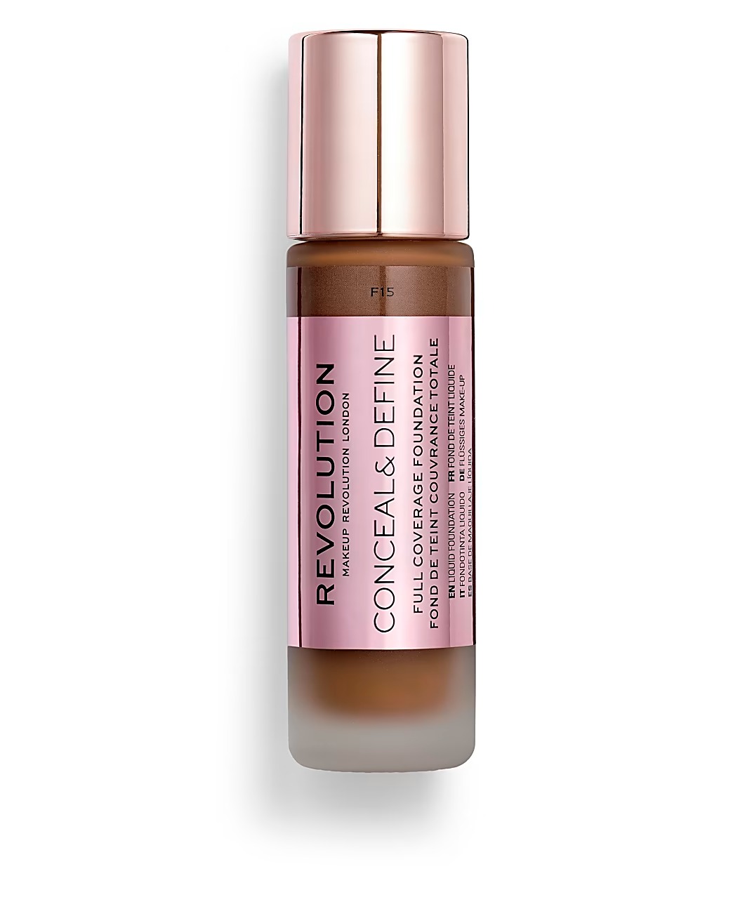 Makeup Revolution, Conceal & Define, Oil Free, Cream Foundation, F 15, 23 ml