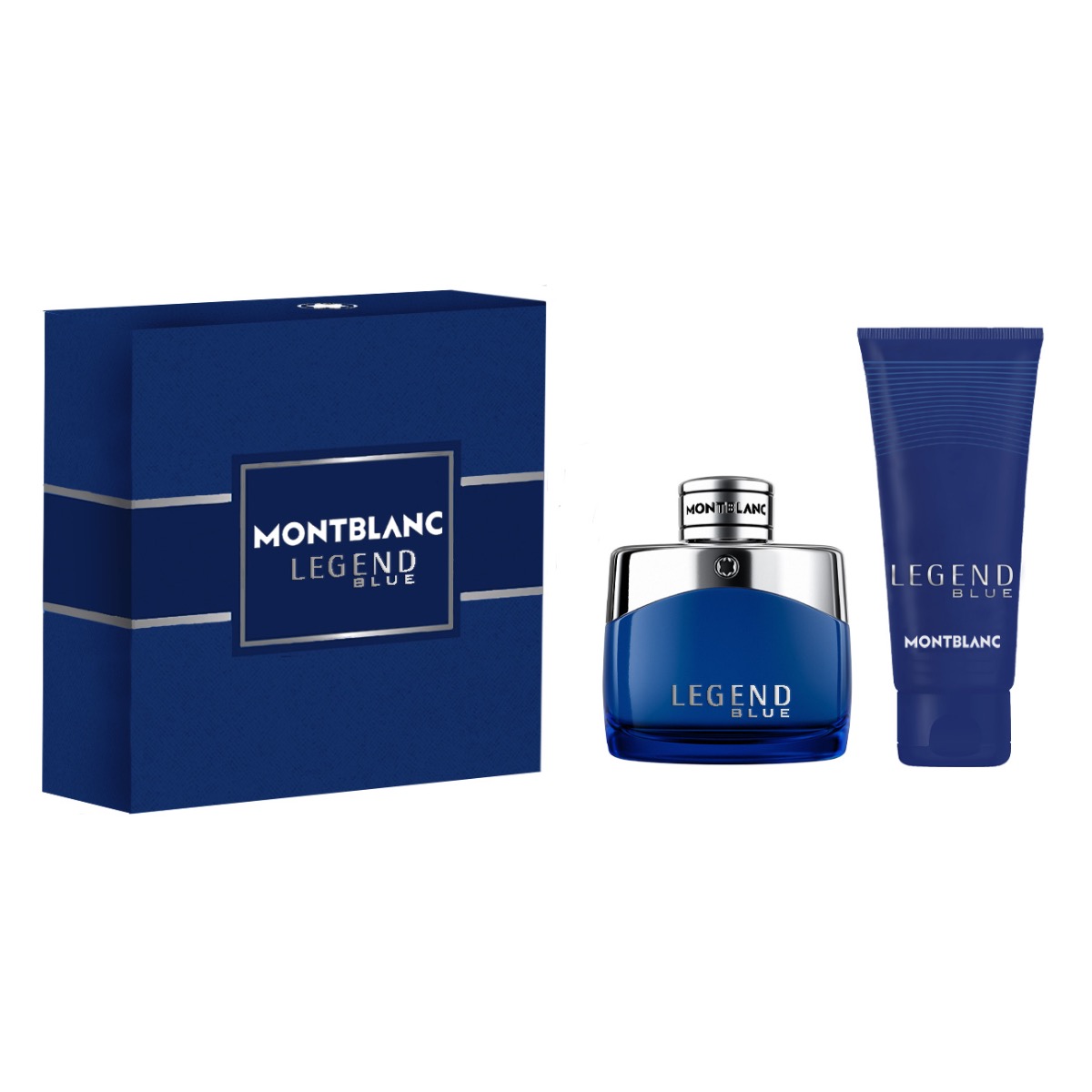 Montblanc: Legenda Albastru, Eau de Parfum, Pentru Bărbați, 50 ml + Legenda Albastru, Curățitor, Geamantan pentru Duș, Toată Suprafața Corpului, Pentru toate Tipurile de Piele, 100 ml
