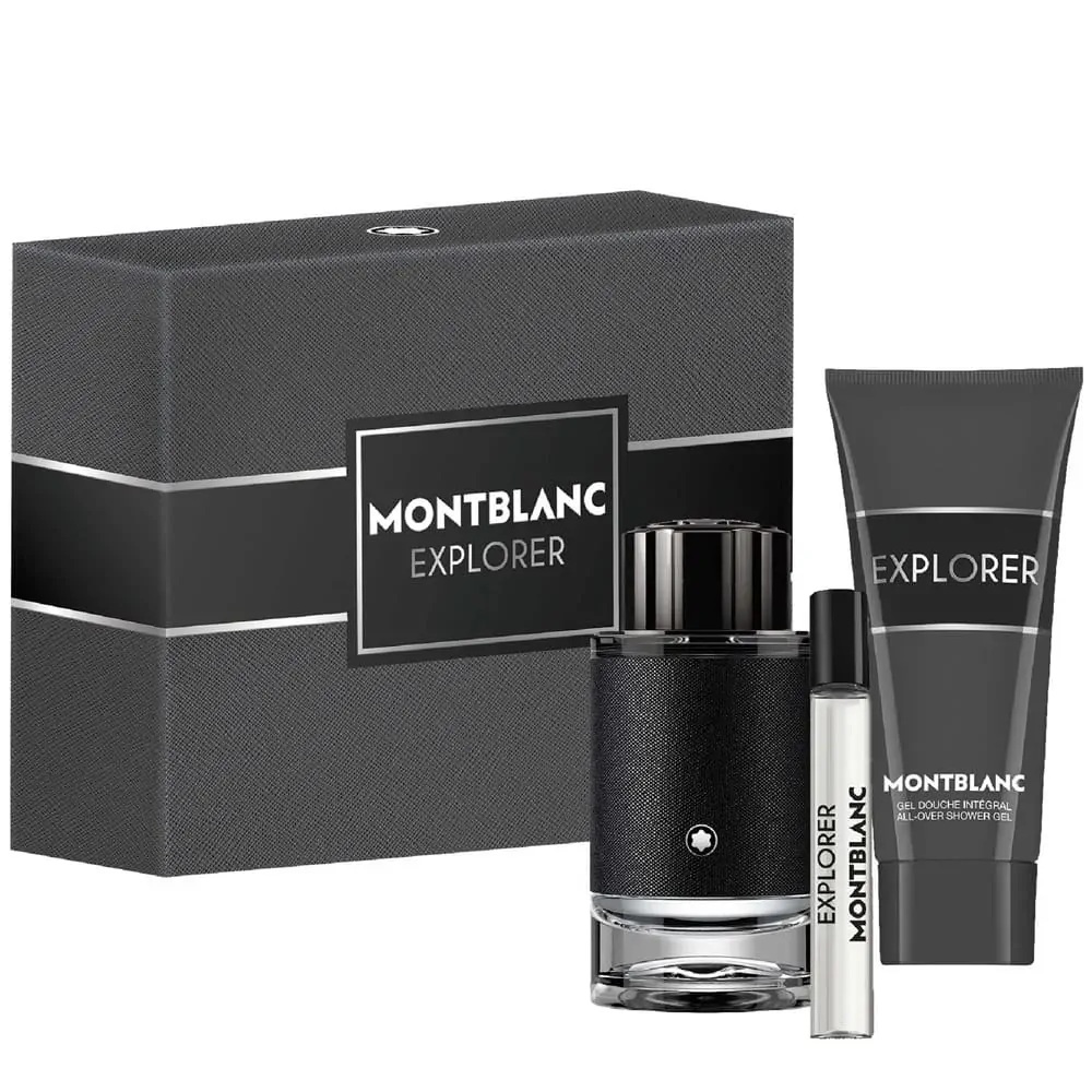 Montblanc: Explorator, Eau de Parfum, Pentru Bărbați, 100 ml + Explorator, Eau de Parfum, Pentru Bărbați, 7.5 ml + Explorator, Gel de Duș, Toate Tipurile de Piele, 100 ml