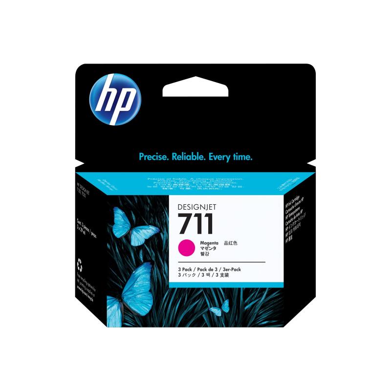 HP Ink No 711 HP711 HP 711 Magenta 3-pack 3pack (CZ135A)