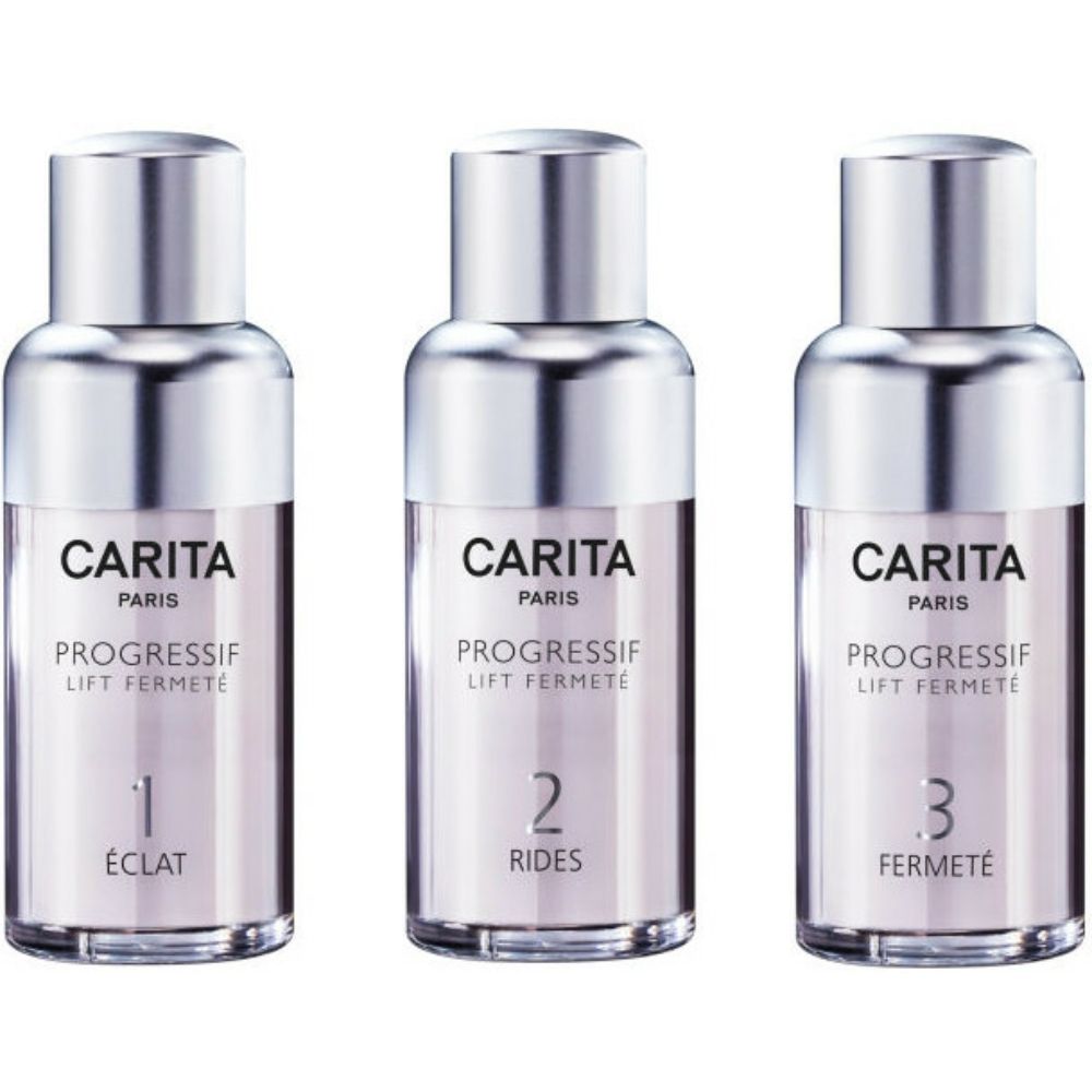 Orjinal Cilt Seti Carita Paris: 
Progressif Lif Fermete, AHA, Kramal Dayanımı, Serum, Yüz için, 15 ml + Progressif Lif Fermete, AHA, Çizme Önleyici, Serum, Yüz için, 15 ml + Progressif Lif Fermete, AHA, Yaşa Bağlı Cilt Yenileştirici, Serum, Yüz için, 15 ml