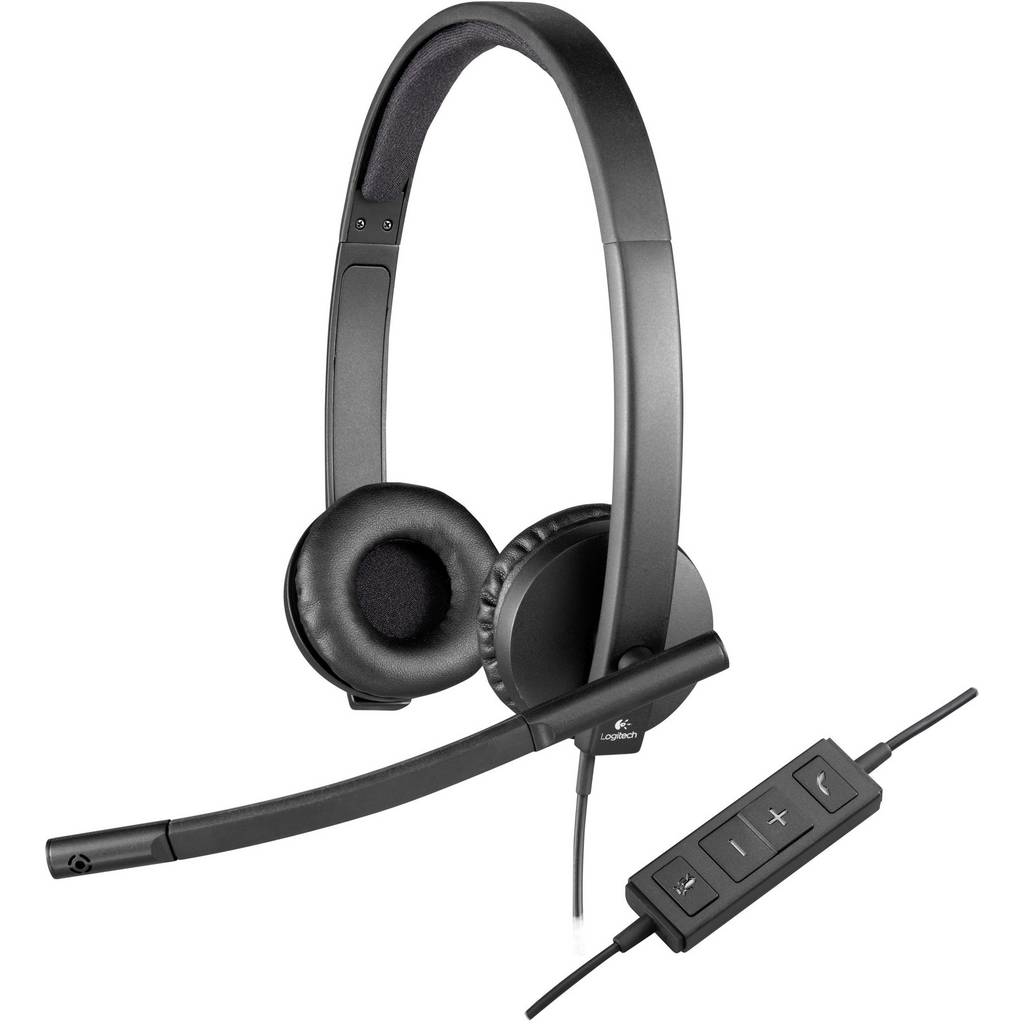 Logitech H570e On-ear headset Corded (1075100) Stereo Black Microphon 981-000575