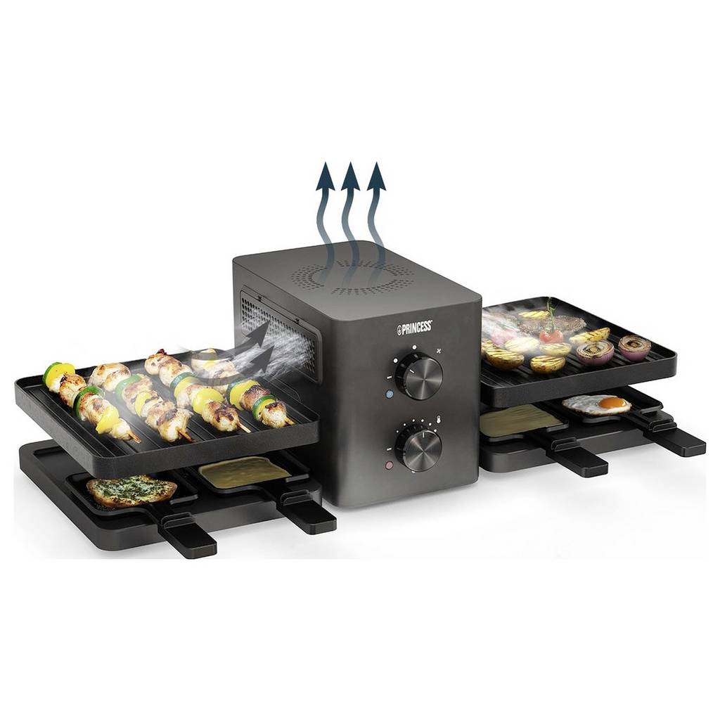 Prenses Arındırmak Raclette 8 kap, Nem tutmayan kaplama, Aşırı ısınmaya karşı koruma 01.162660.01.001