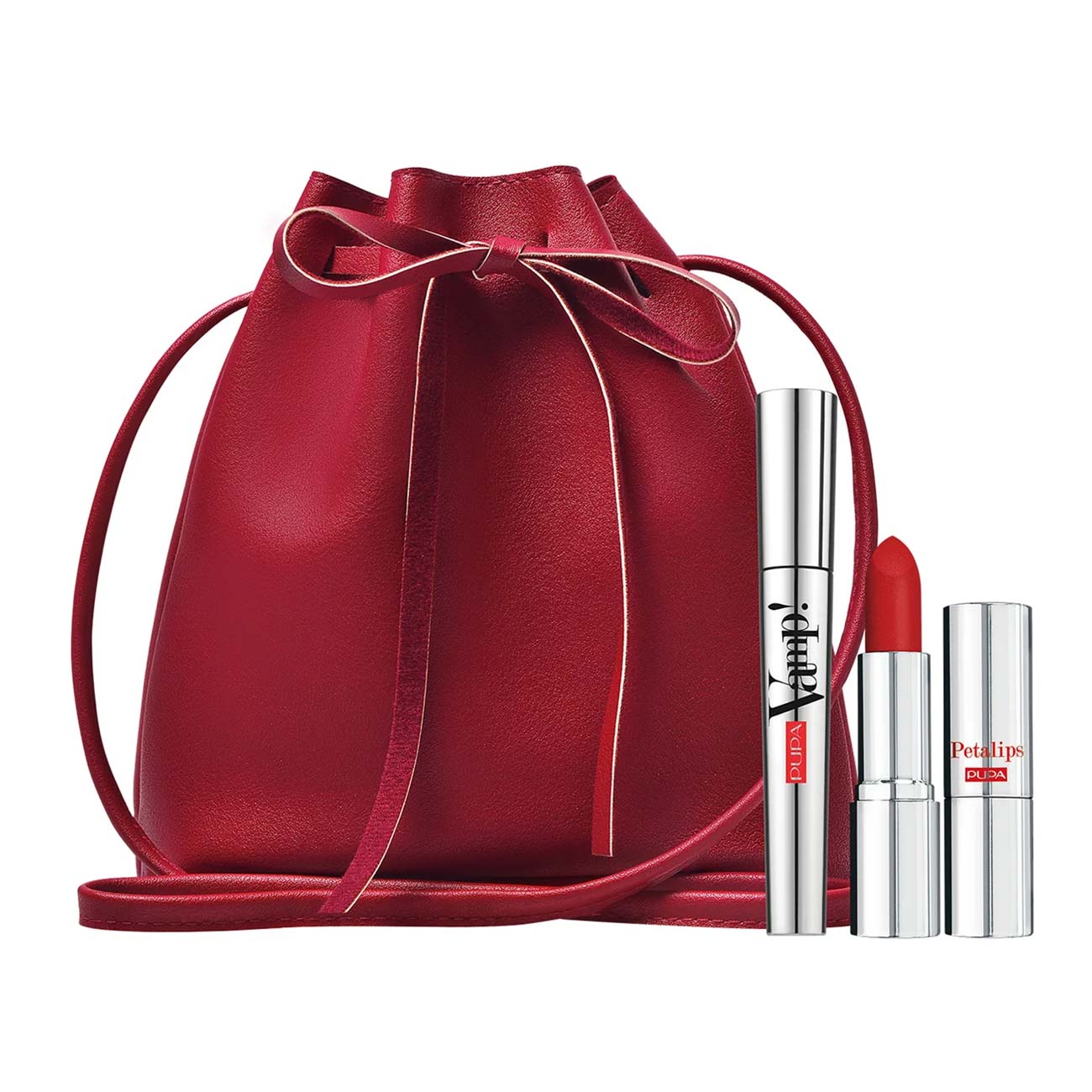 Set Pupa: Vamp! Definition, Paraben-Free, Waterproof, Lash Defining, Mascara, 001, Extra Black, 9 ml + Petalips, Paraben-Free, Matte, Cream Lipstick, 015, Dahlia Petal, 3.5 g