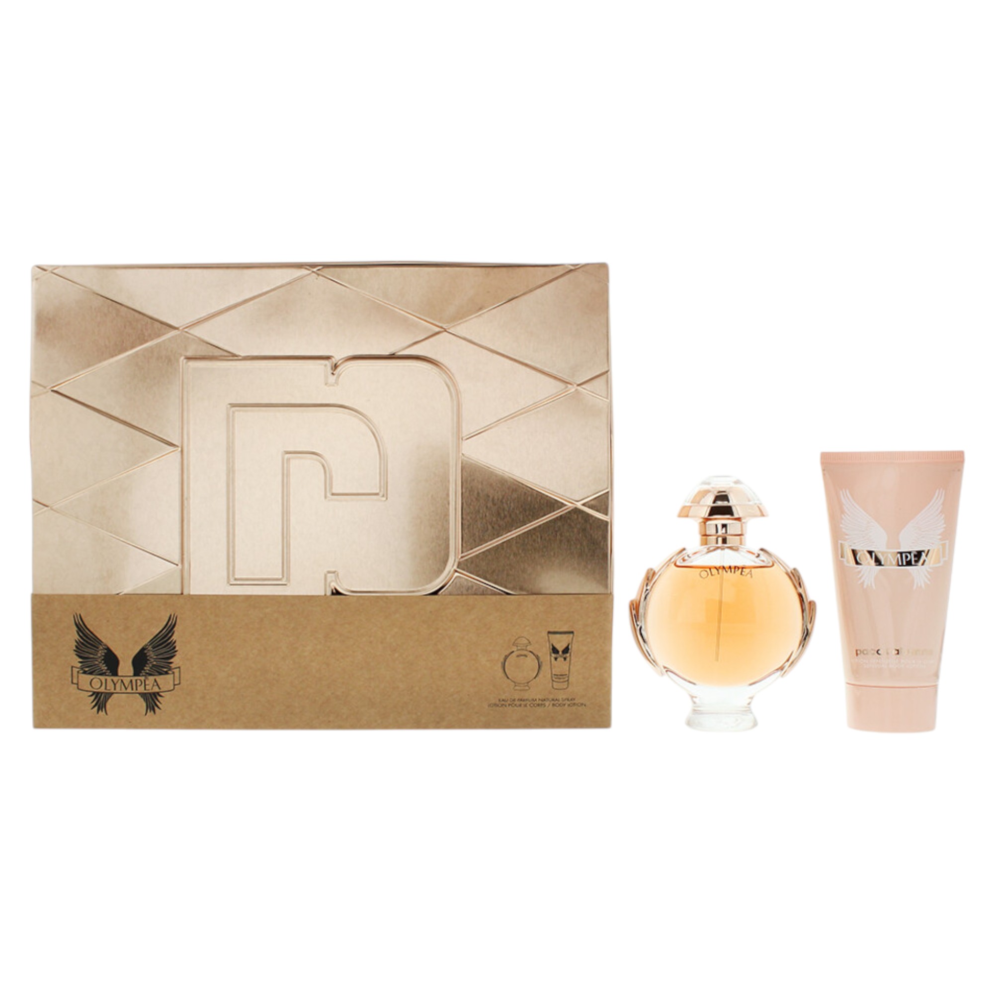 Paco Rabanne: Olympea, Eau de parfum pentru femei, 50 ml + Olympea, Hidrantă, Lichid corporal hidratant, 75 ml.