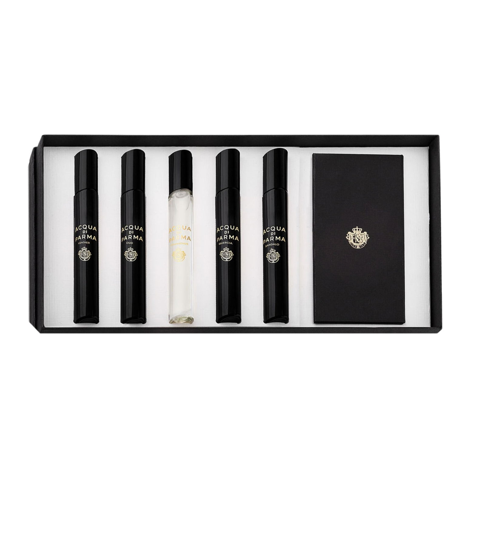 Set Acqua di Parma: Semnele Soarelui - Piele, Eau De Parfum, Pentru Bărbați, 7 ml + Semnele Soarelui - Oud, Eau De Parfum, Pentru Bărbați, 7 ml + Semnele Soarelui - Osmanthus, Eau De Parfum, Pentru Bărbați, 7 ml + Semnele Soarelui - Quercia, Eau De Parfum, Pentru Bărbați, 7 ml + Semnele Soarelui -