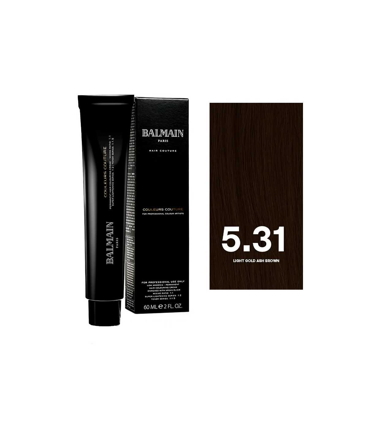 Balmain Profesional, Culori de Modă, Păr Permanenți cu Coloranții, 5.31 Aur Ușor Fumurie Castaniu, 60 ml