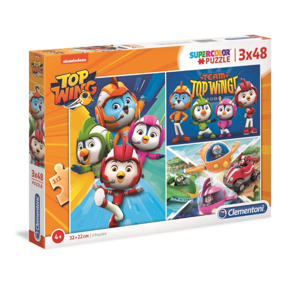 Trio Seti, Clementoni, Top Wings, Puzzel, Çocuklar için, 4+ yaş, 3x48 parça.