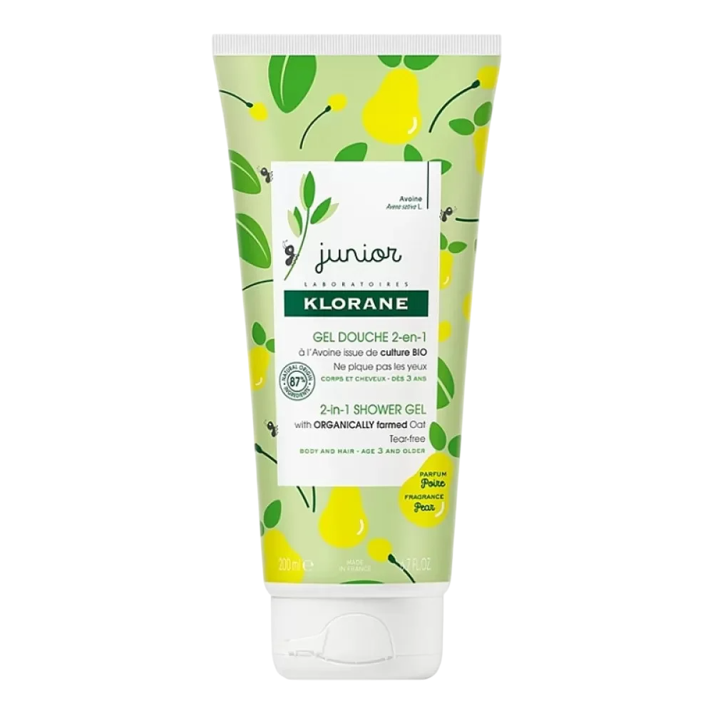 Klorane, Junior, Pear, Shower Gel & Shampoo 2-In-1, Oat, 200 ml