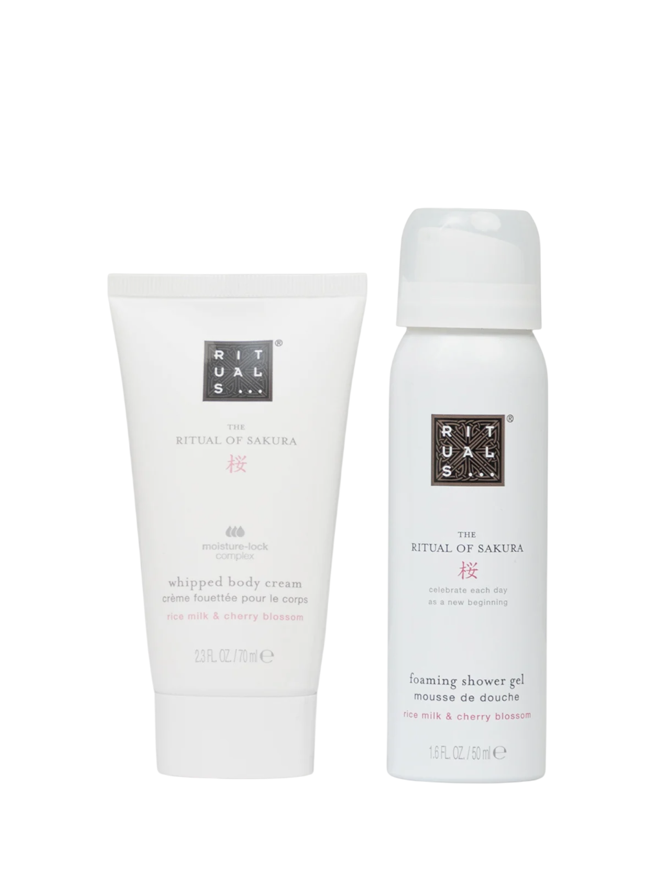 Set Rituals: The Ritual Of Sakura, Shower Mousse, 50 ml + The Ritual Of Sakura, Hydrating, Body Cream, 70 ml