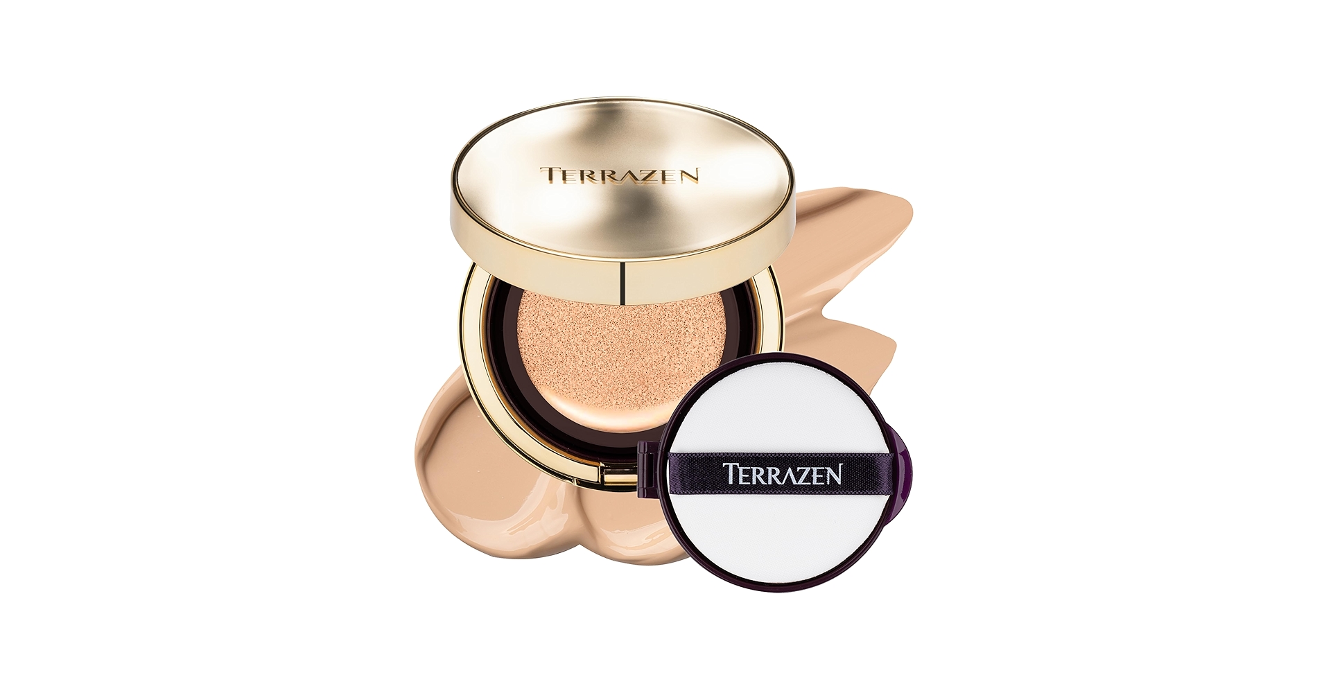 Terrazen, Perfect Finish Cushion, Radiant Finish, Cream Foundation, 21, Light Beige, SPF 50+, 15 g