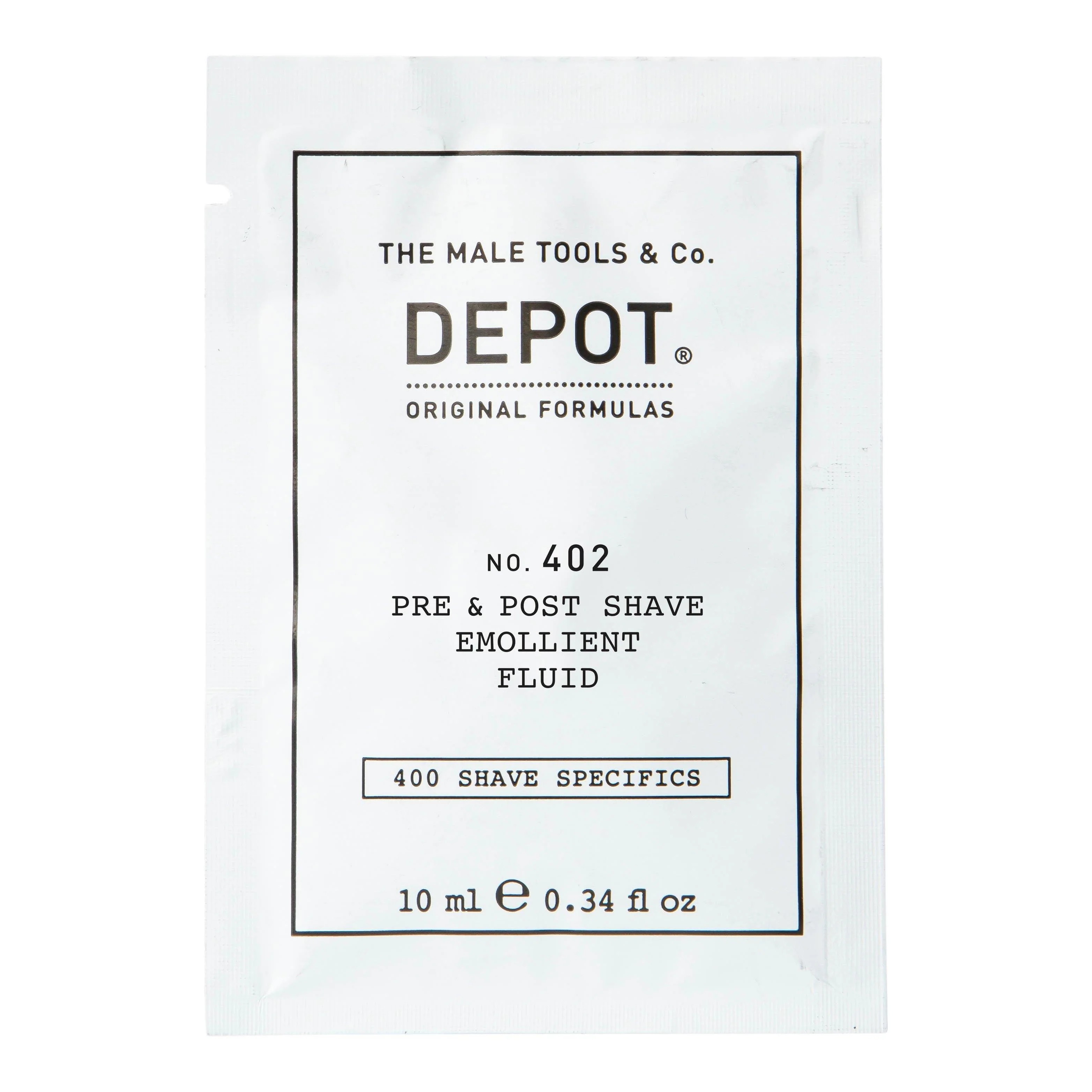 Depozit, 400 Detalii privind rasurarea Nr. 402, Uleiuri esențiale, Relaxantă, Lichid de pre- și post-trimire a barbei, 10 ml