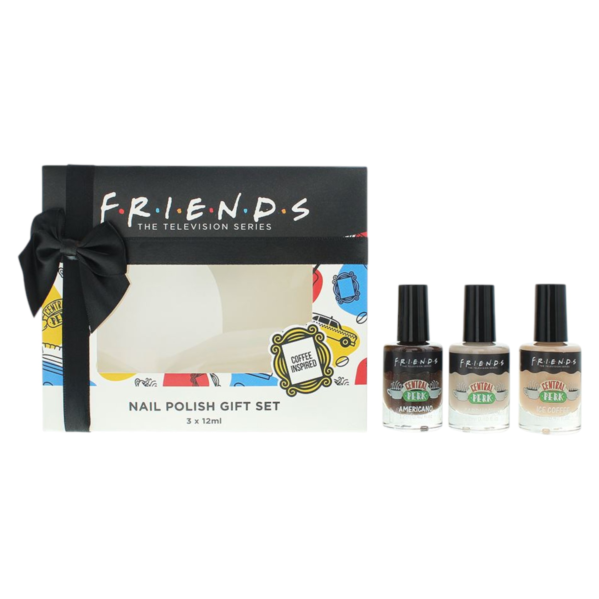 Trio Set, Warner Bros., Prieteni, Rezistent la Oțel, Lac de Unguent pentru Unghii, Cafea, 3 bucăți, 12 ml.