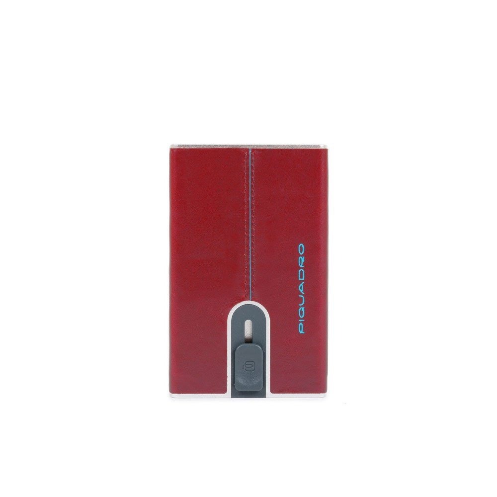 Piquadro, Blue Square, Suport de cardouri din piele, Sistemul de deschidere lateral cu atârnător pentru bani, PP5358B2R-R, Roșu, Pentru Bărbați
