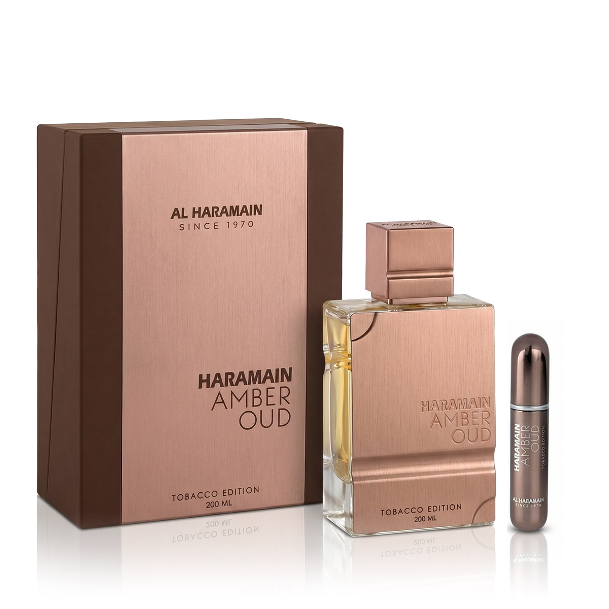 Al Haramain Amber Oud Tobacco Edition EDP 200 ml + Spray de poșetă Reutilizabilă (neutru)