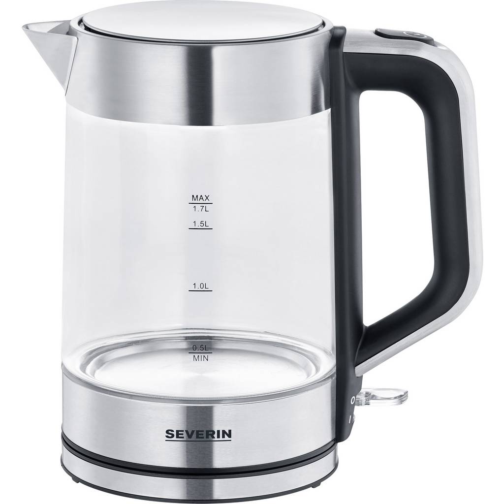 Severin WK 3420 Kettle corded Glass, Stainless steel (brushed), Black Ca WK 3420