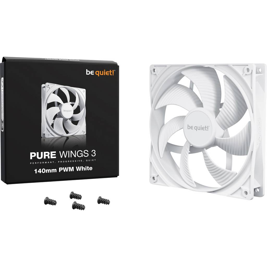 BeQuiet PURE WINGS 3 White 140mm PWM PC fan White (W x H x D) 140 x 25 x 1 BL112