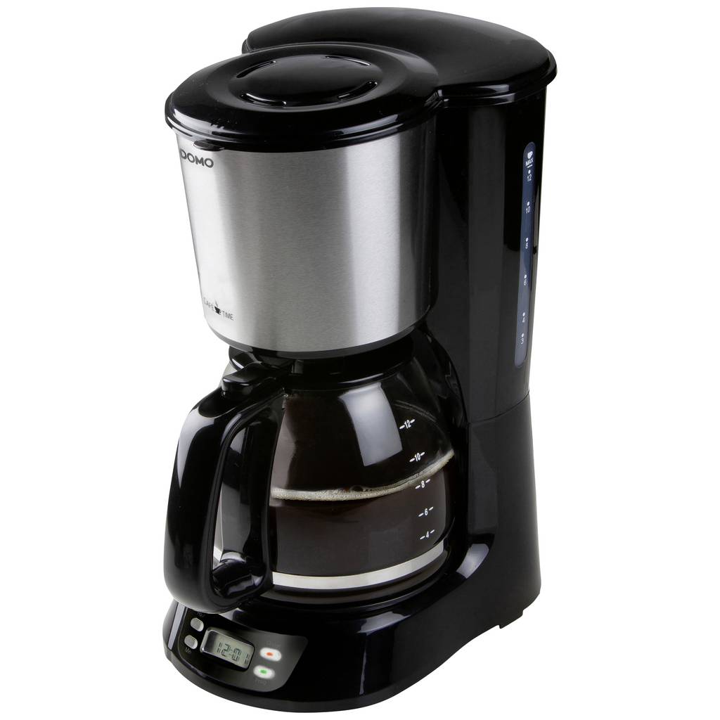 DOMO DO1065K Coffee maker Black, Stainless steel Cup volume=12 Display,  DO1065K