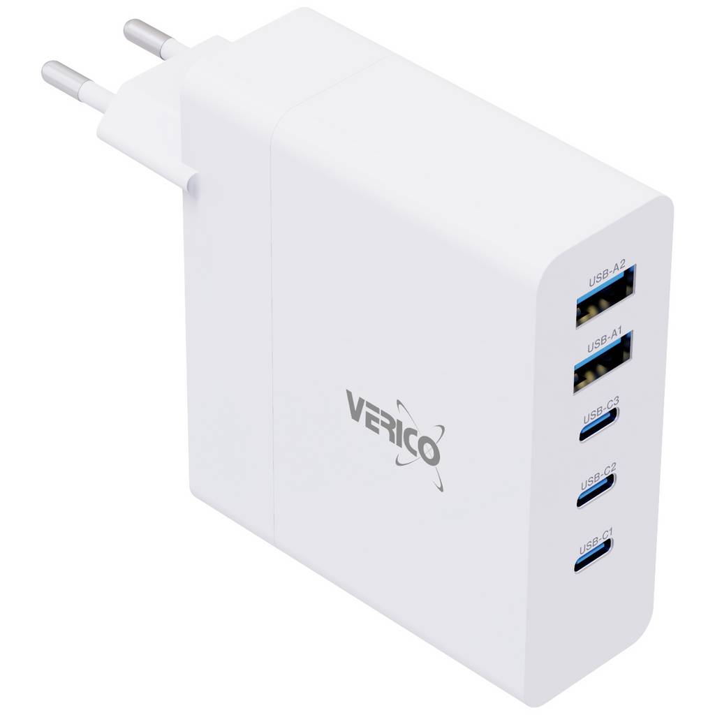 Verico Mojo 140W GaN 5 USB şarjörü 140 Vat 2x USB-A, 3x USB-C® Güç 4OJ-ABGWE1-N1