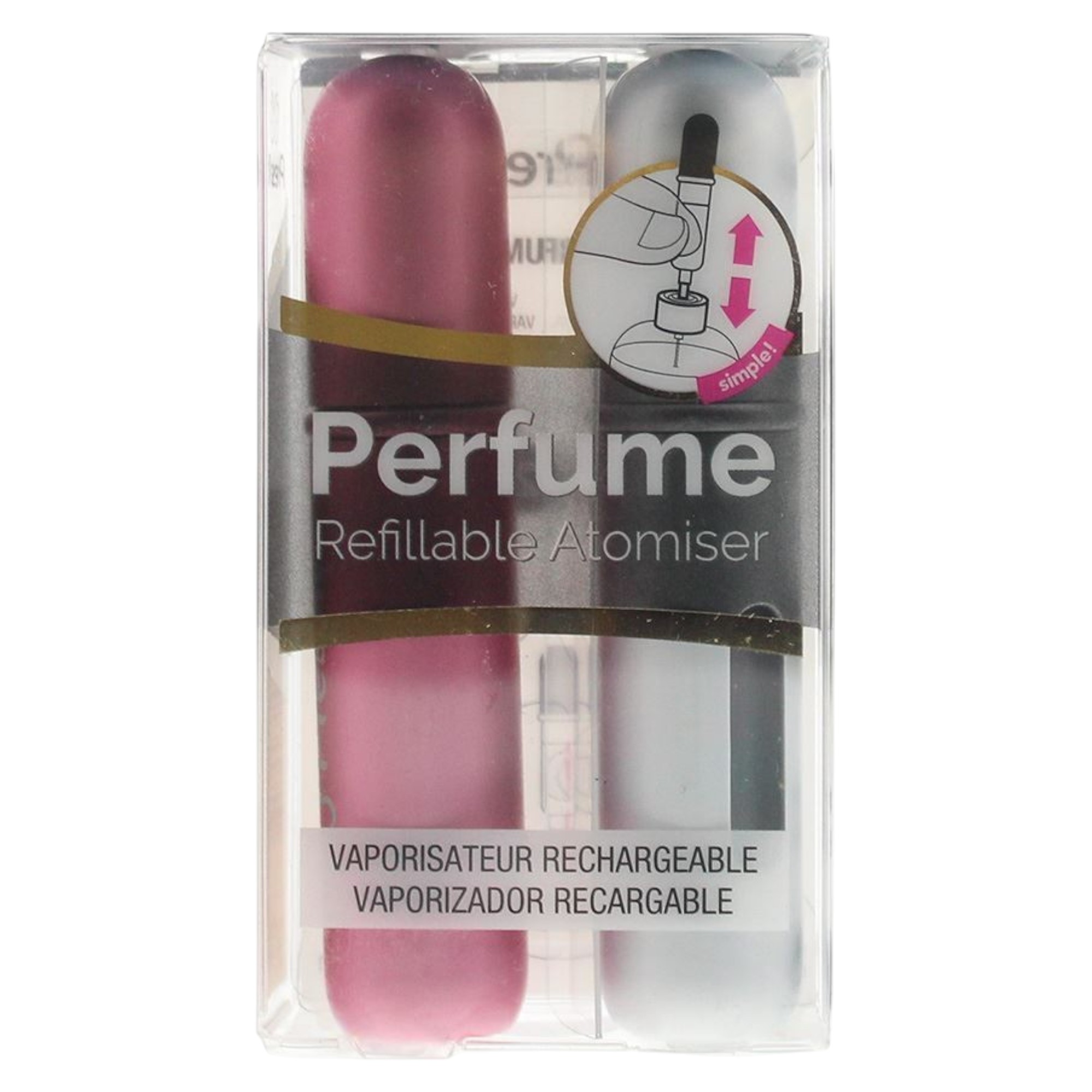 Duo Seti, Pressit, Pembe ve Gümüş, Yenilenebilir Atomizör Kapağı, 2 parça.