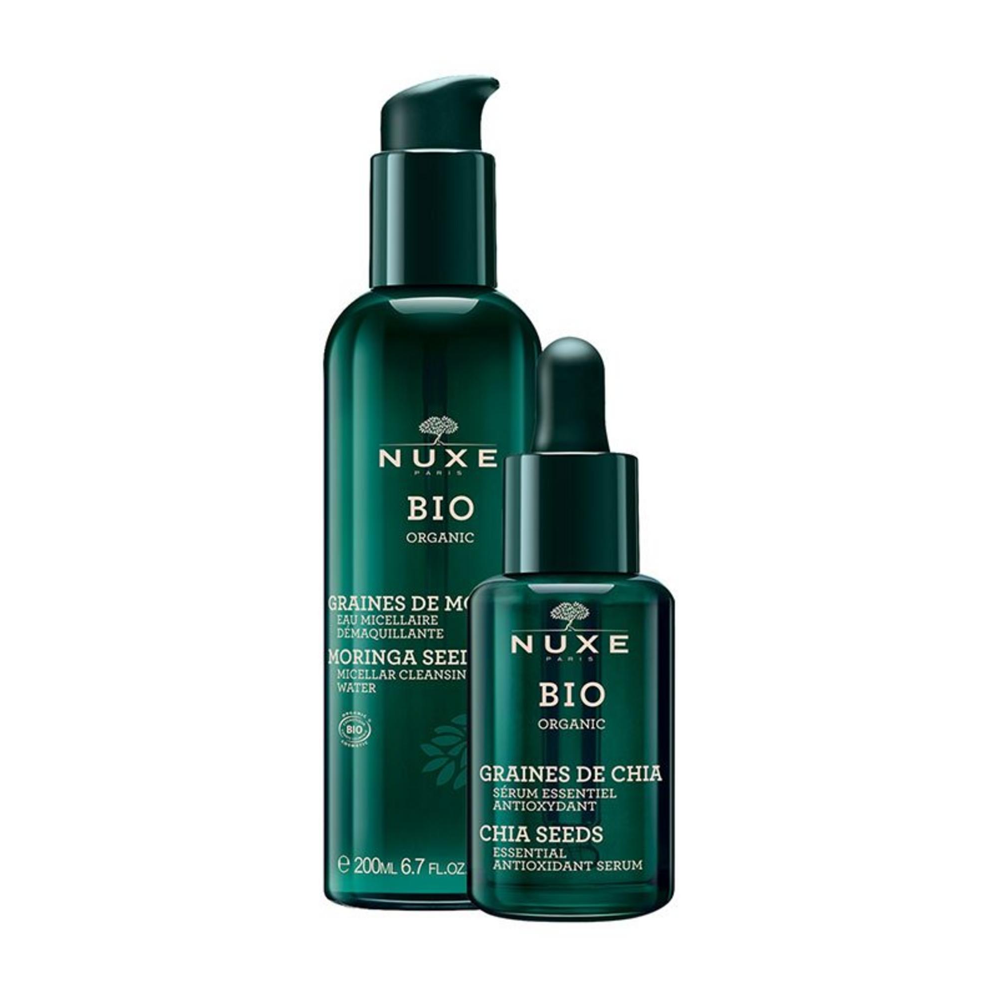 Set Nuxe: Bio Organic, Chia Seeds, Antioxidant, Serum, For Face, 30 ml + Bio Organic, Cleansing, Micellar Water, For All Skin Types, 200 ml
