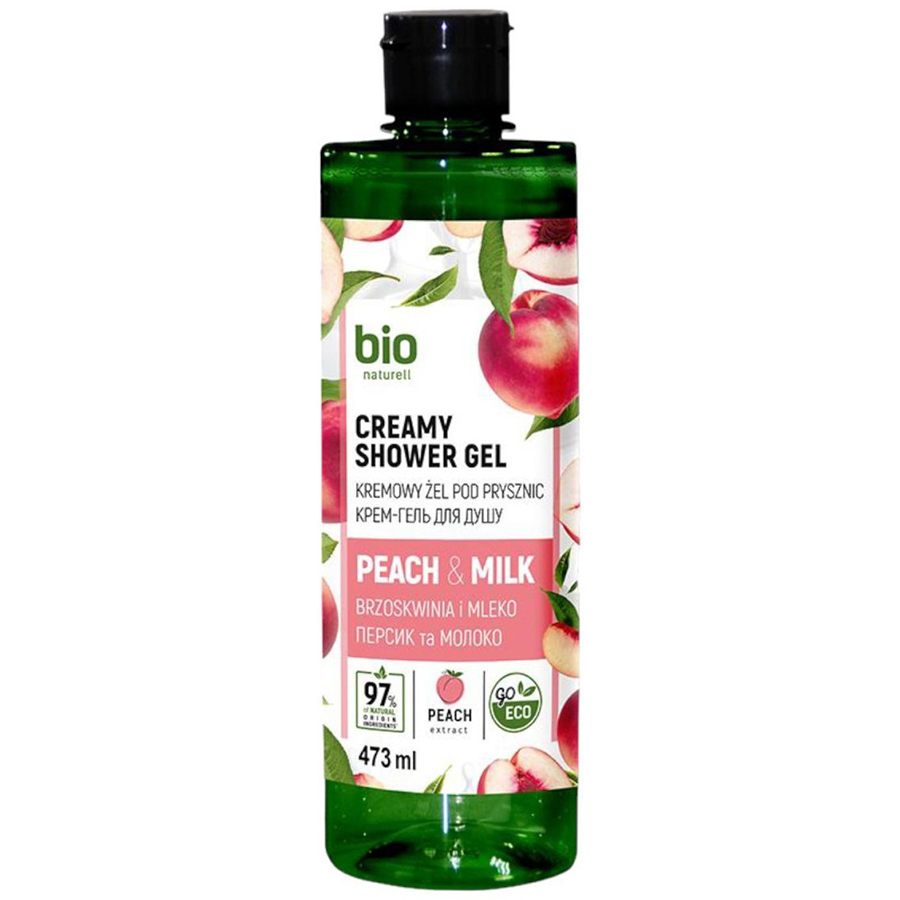 Bio Naturell, Bio Naturell, Crema de Piersică și Lapte Ușoară, Hidrantizantă, Geamantan pentru Dus, Pentru Toate Tipurile de Piele, 437 ml.