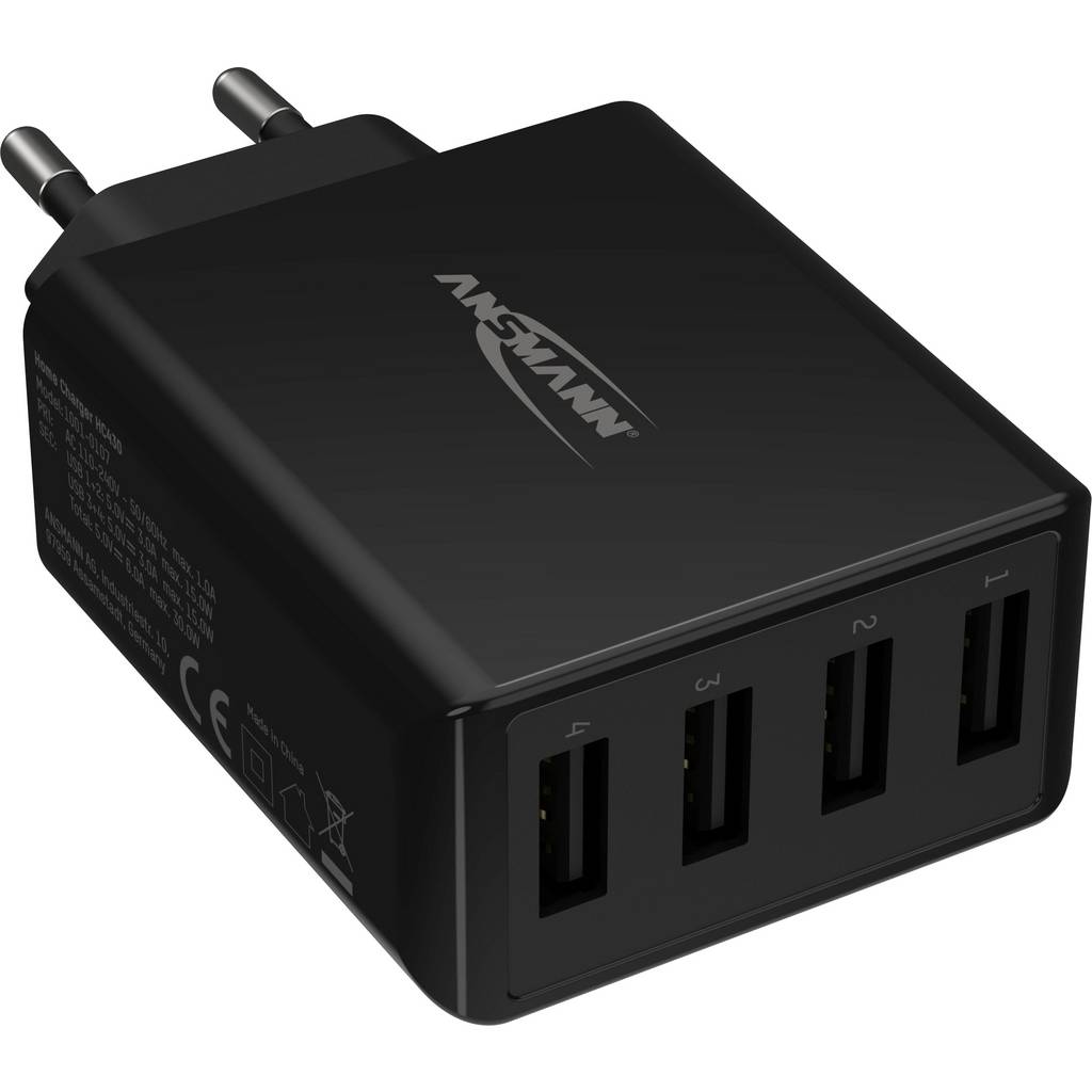 Ansmann HomeCharger HC430 USB charger 30 W 4x USB-A Black Indoors 1001-0107