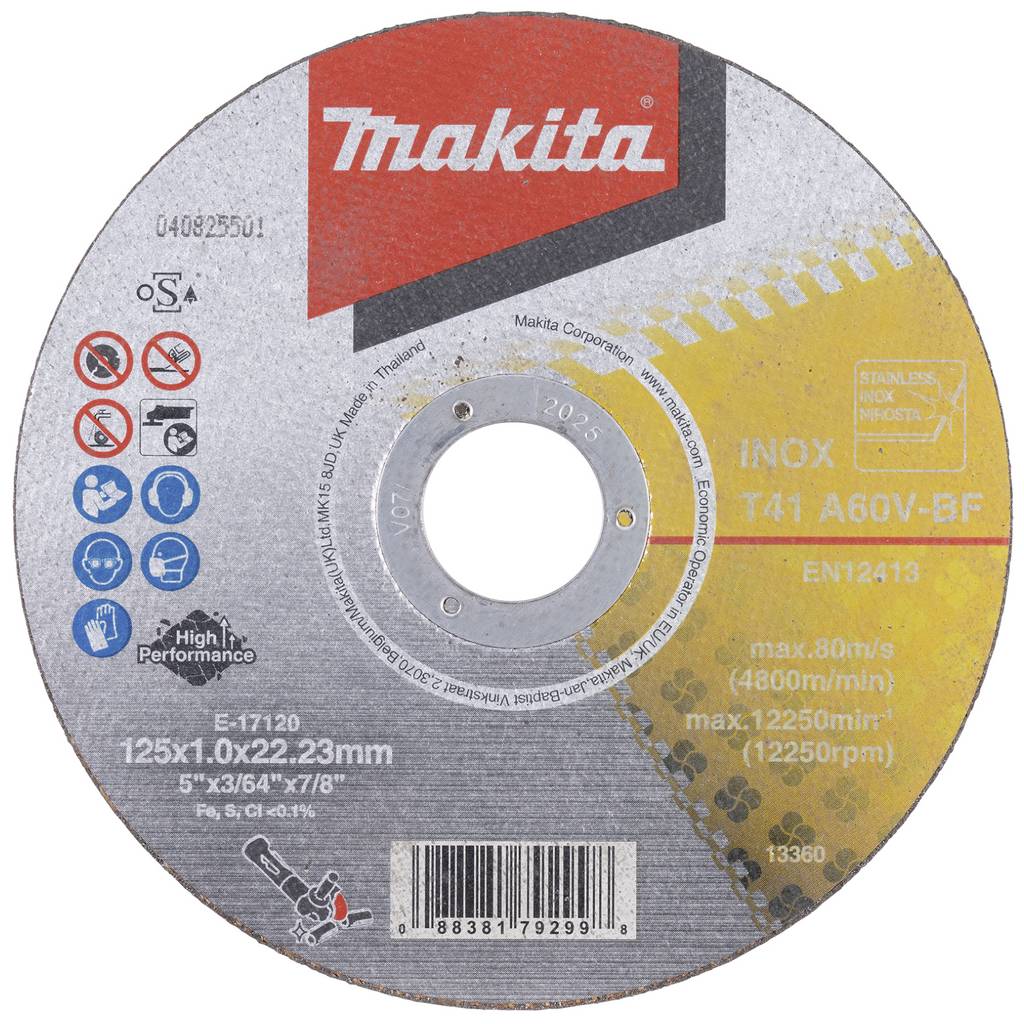 Makita E-17120-12 Cutting disc (straight) 125 mm 12 pc(s) Metal, Stai E-17120-12