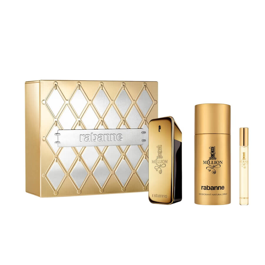 Set Paco Rabanne: 
* 1.000.000, Parfum de Toaletă, Pentru Bărbați, 100 ml
* 1.000.000, Eau De Toilette, Pentru Bărbați, 10 ml
* 1.000.000, Anti-Perspirant, Spray deodorant, Pentru Bărbați, 150 ml