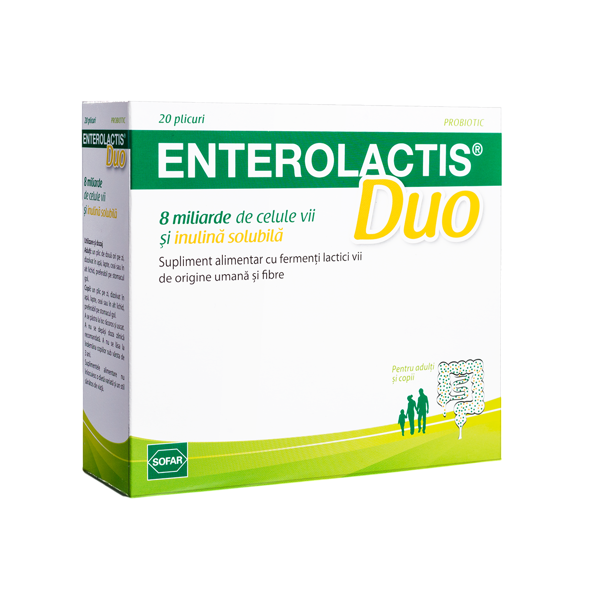Ayrılmış Set, Sofar, Enterolaktis Duo, Lactobacillus Paracasei, İçsel flora dengesini sağlar. Vitaminler, 20 parça, 5 gram