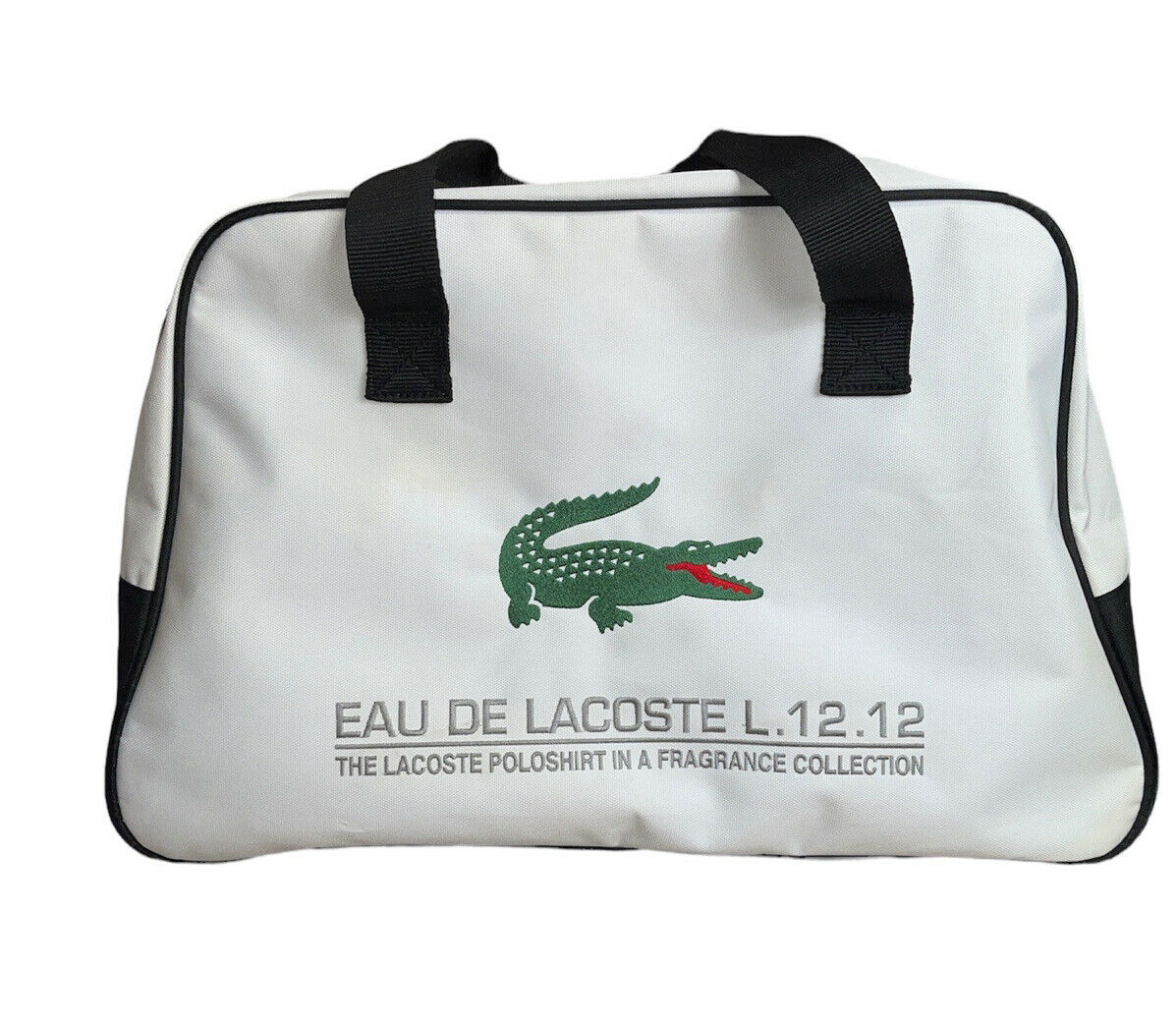 Lacoste, Eau de Lacoste L.12.12, Canvas, Textile Bag, Duffel Travel/Gym, White, Unisex, 12 x 18.5 x 7 inch