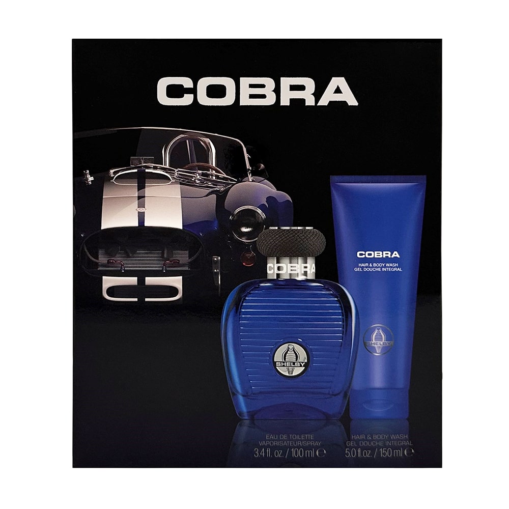Carroll Shelby Set: Blue Cobra, Parfum de Toaletă, Pentru Bărbați, 100 ml + Blue Cobra, Gel și Șampon la Dus 2 În 1, 150 ml