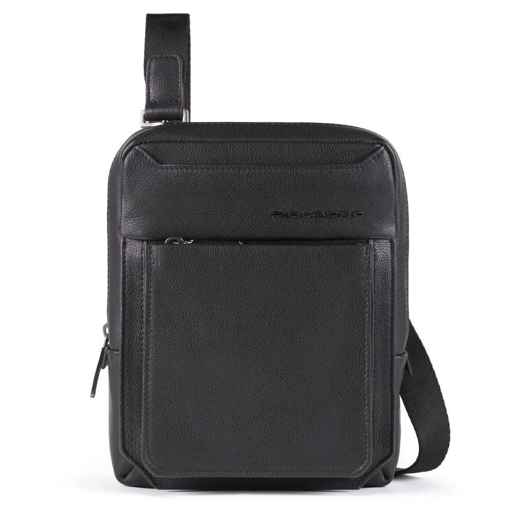 Piquadro, Tallin, Leather Crossbody Bag, Black, 23 X 18 X 5 cm, For Men