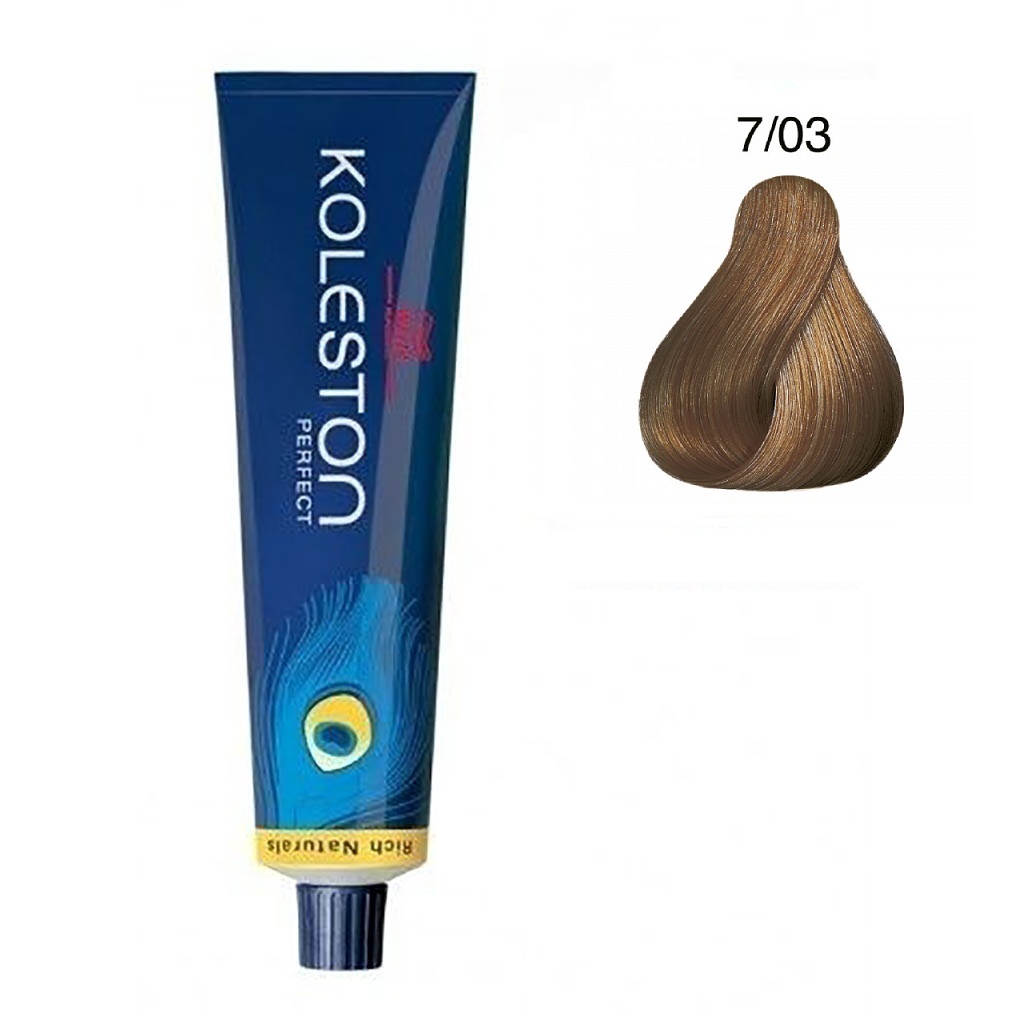 Wella Professionals, Koleston Perfect, Permanent Hair Dye, 7/03 Medium Blonde Natural Gold, 60 ml