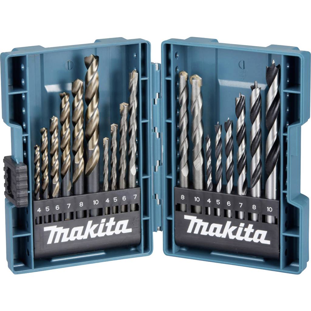 Makita B-49432 18-piece Universal drill bit set Metal, Stone, Concrete,  B-49432