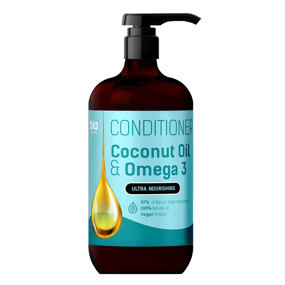 Bio Naturell, Bio Naturell, Ulei de cocos și Omega 3, Spălare păr, Îngrijitoare, Hidrantă, 946 ml