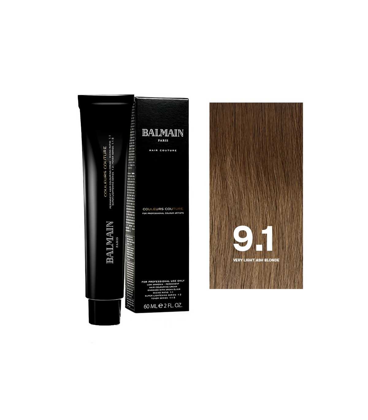 Balmain Profesional, Culori de Modă, Păr Permanenți cu Coloranții, 9.1 Foarte Deschis Asurzit Blond, 60 ml