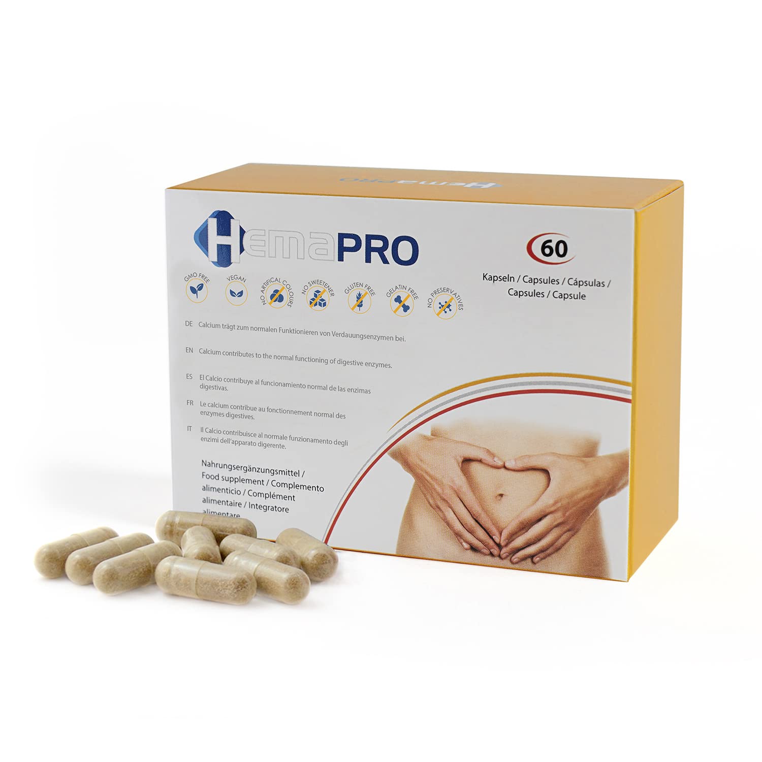 Hemapro, Hemapro, Kalsiyum, Plantago Ovata, Buğday Tohumu Ekstresi ve L-Arjinin, Kan Pıhtısı Önleyici, Kaplar, 60 Kap.