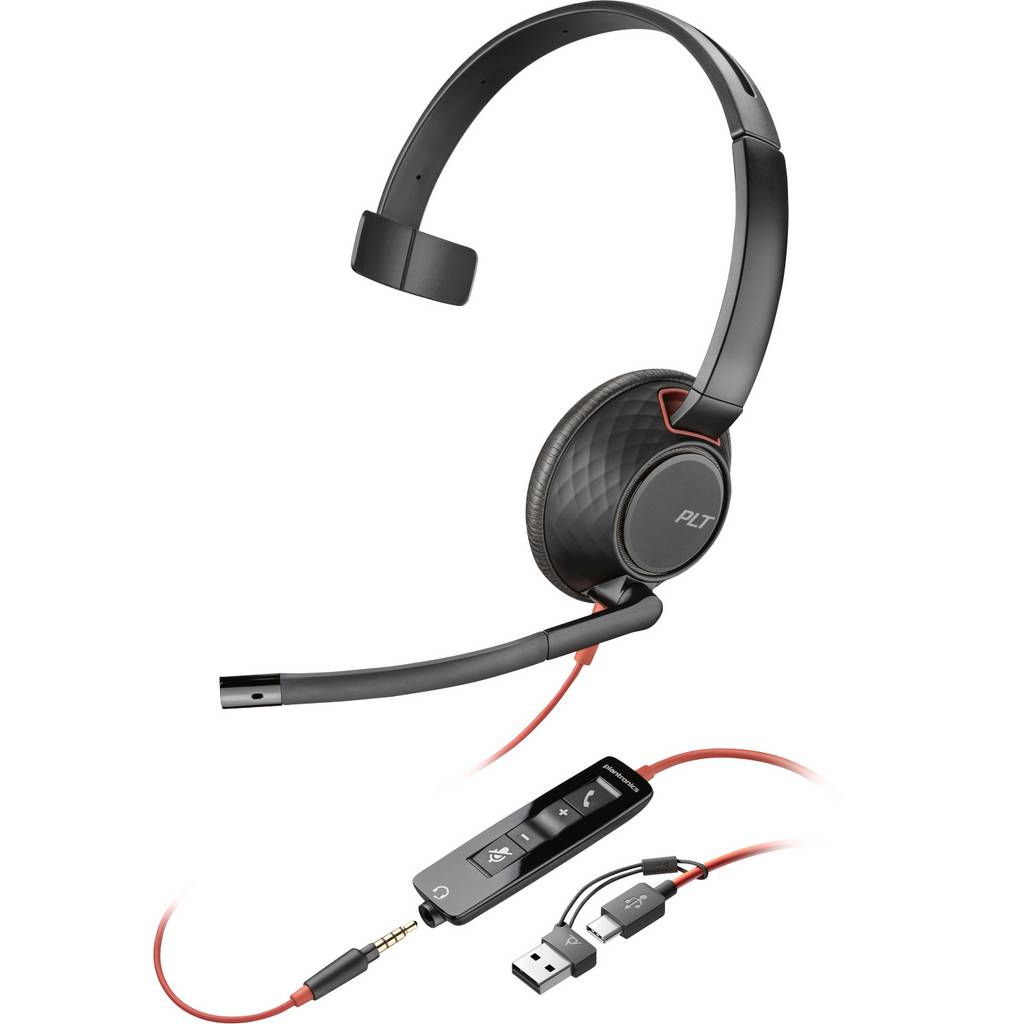 HP Poly Blackwire C5210 On-ear headset Corded (1075100) Mono Black Noise 8X230AA