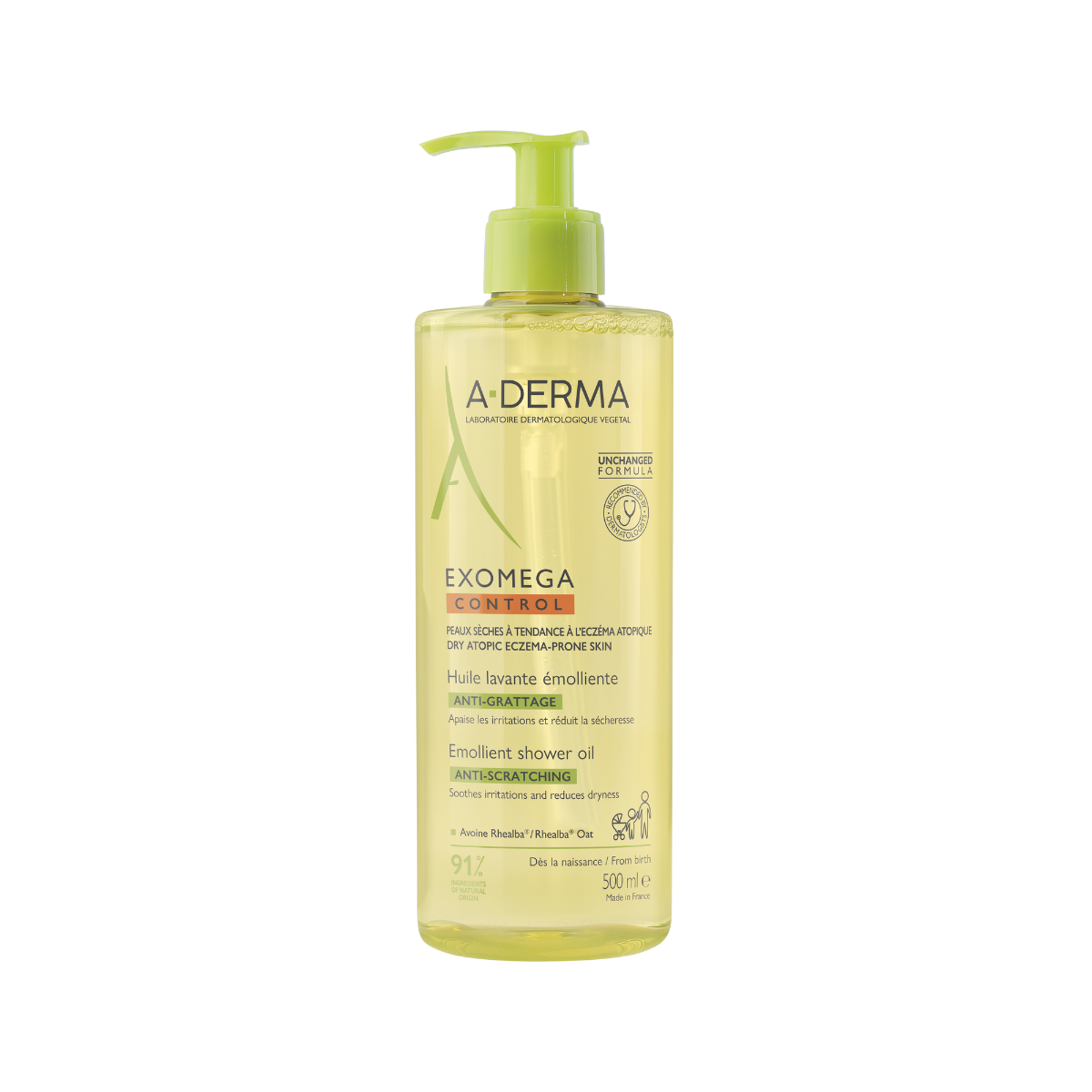 A-Derma, Exomega Control, Emollient, Shower Oil, For Very Dry To Atopic Sensitive Skin, 500 ml