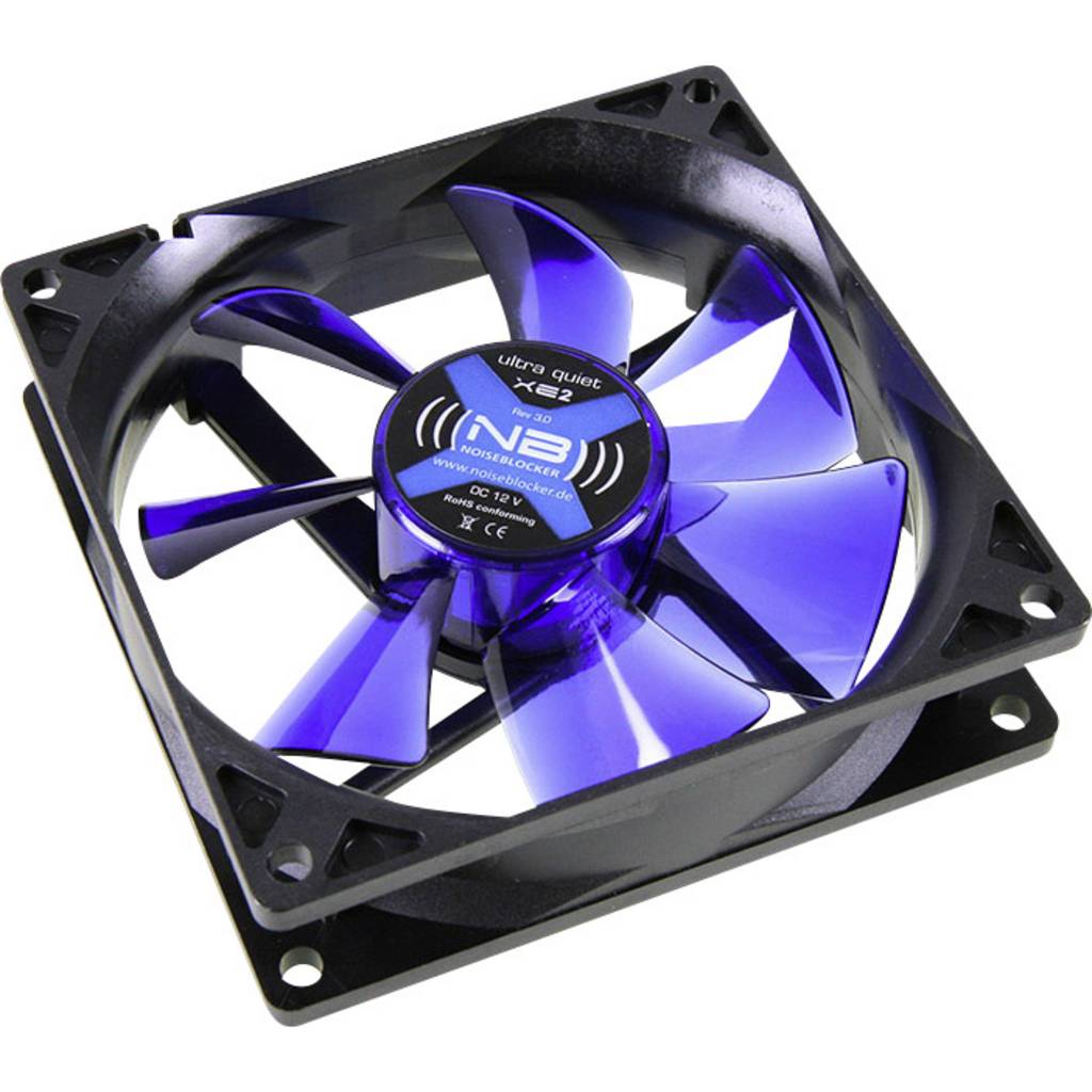 NoiseBlocker BlackSilent XE2 PC fan Black, Blue (transparent) (W x H x  ITR-XE-2