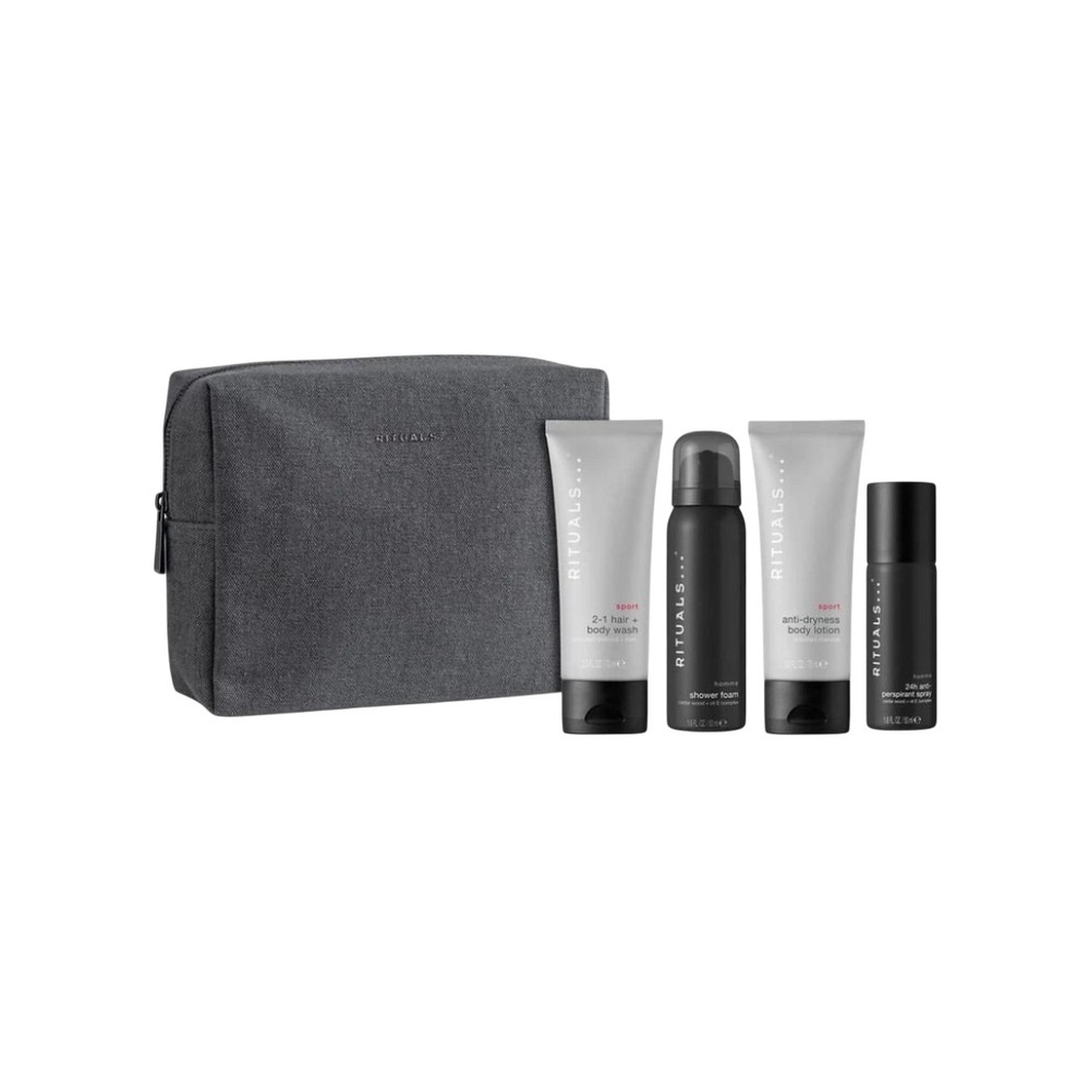 Set Rituals: Homme, Cedar Wood + Vitamin E Complex, Shower Mousse, 50 ml + Homme, 24h Protection, Deodorant Spray, For Men, 50 ml + Sport, Shower Gel & Shampoo 2-In-1, 70 ml + Sport, Anti-Dryness, Body Lotion, Body, 70 ml